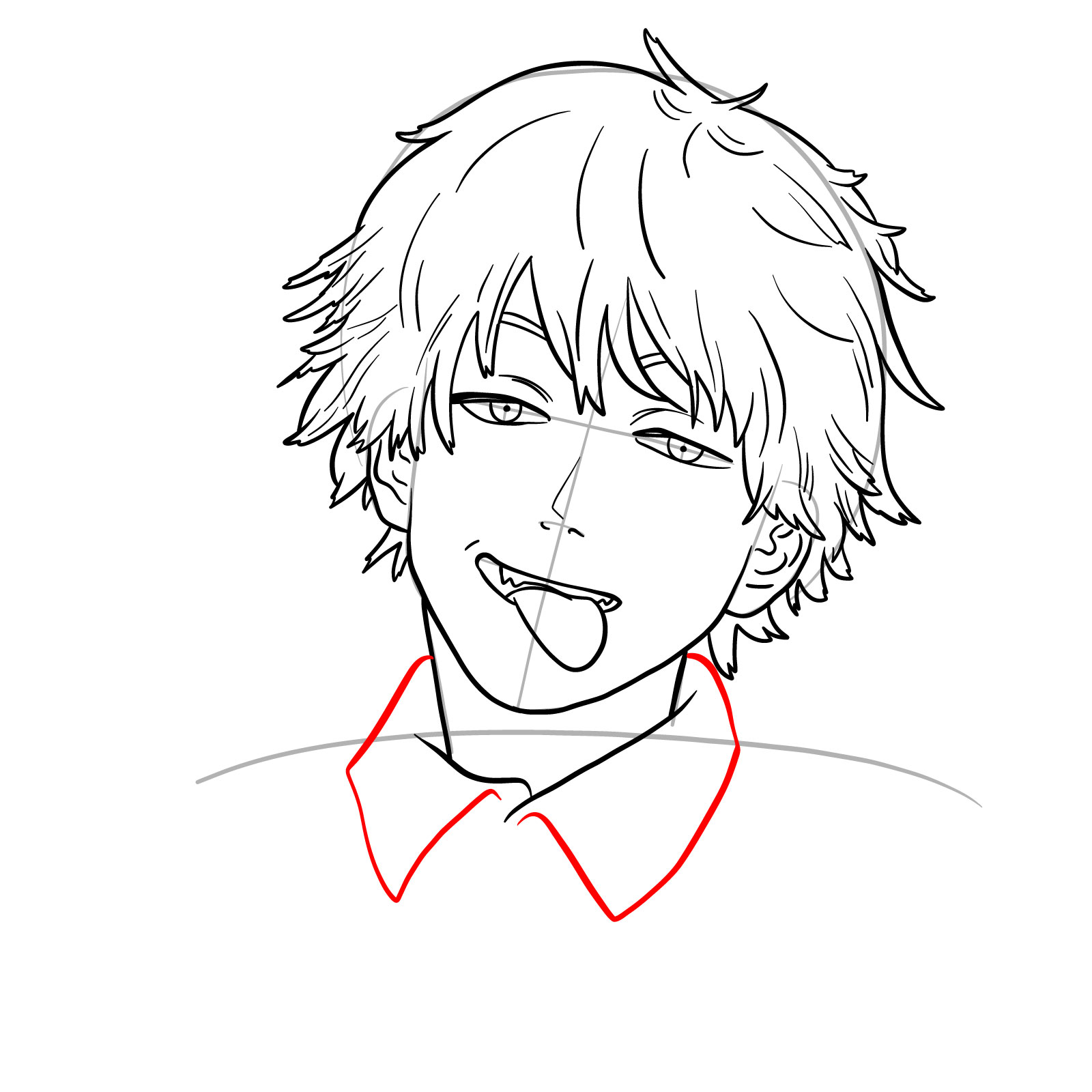 How to draw Denji's face (manga) - step 16