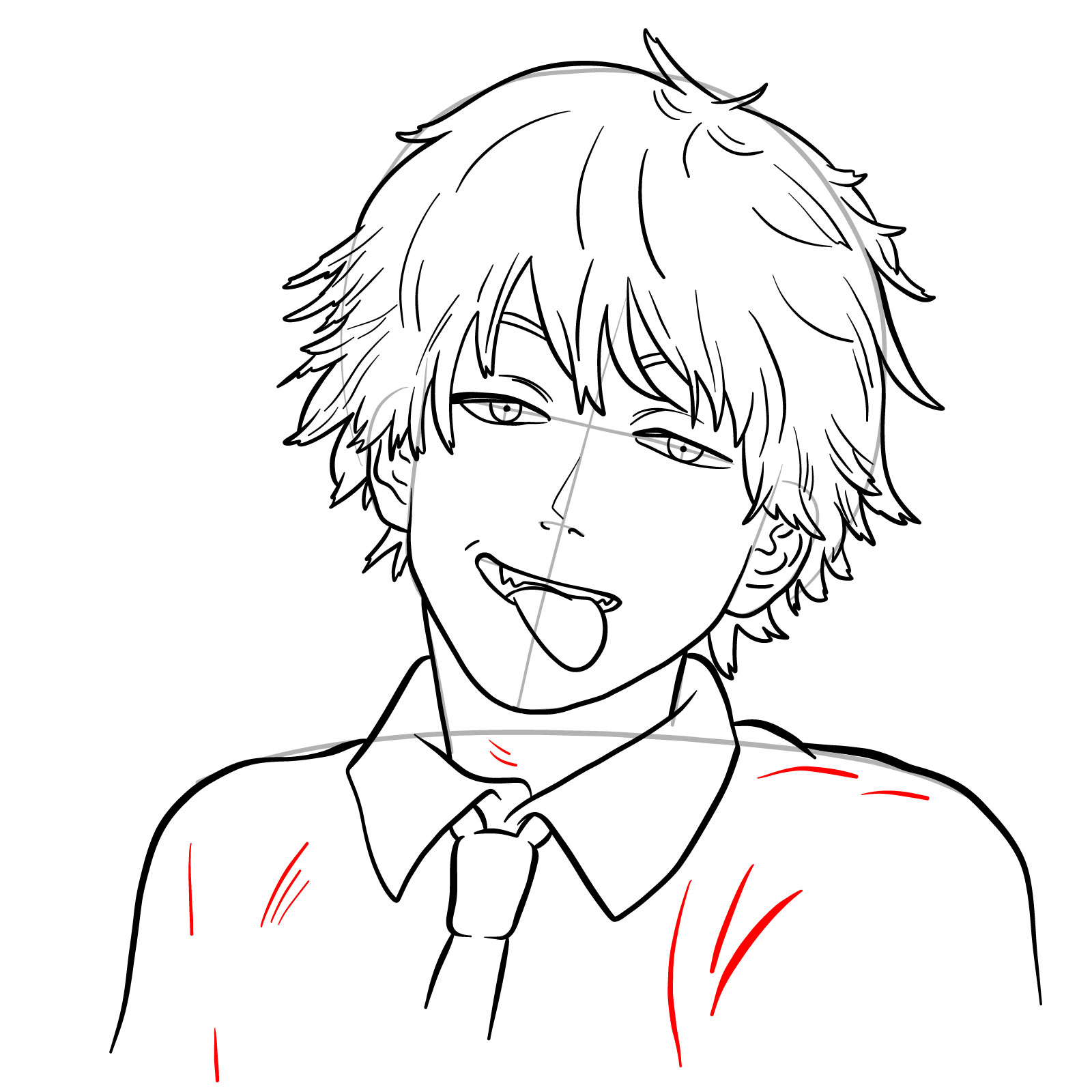How to draw Denji's face (manga) - step 18