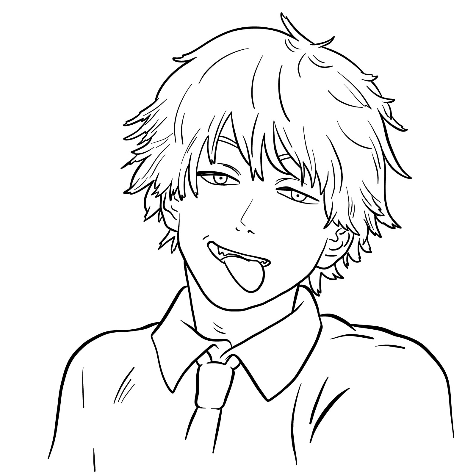 How to draw Denji's face (manga) - final step