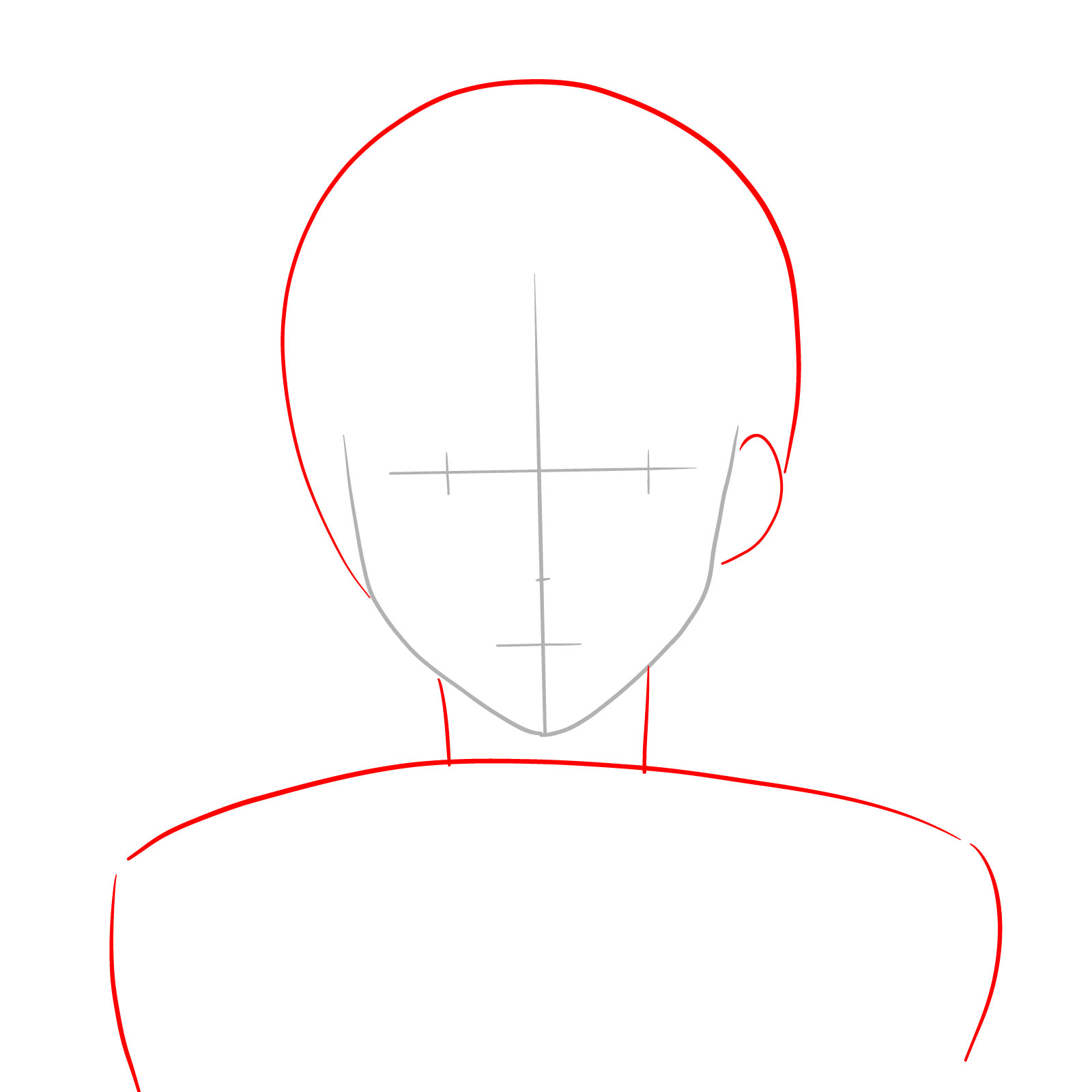 How to draw Kobeni's face (anime) - step 02