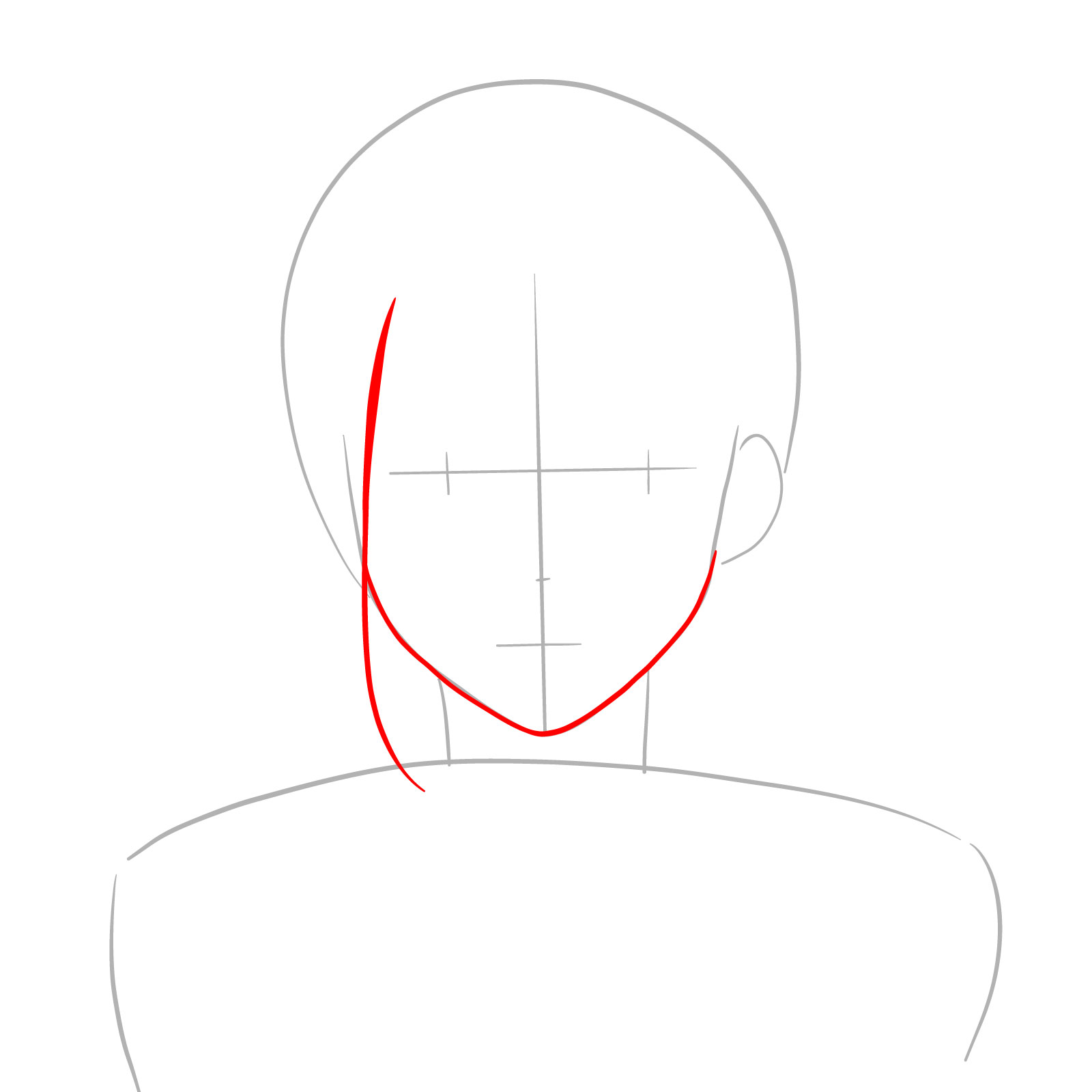How to draw Kobeni's face (anime) - step 03
