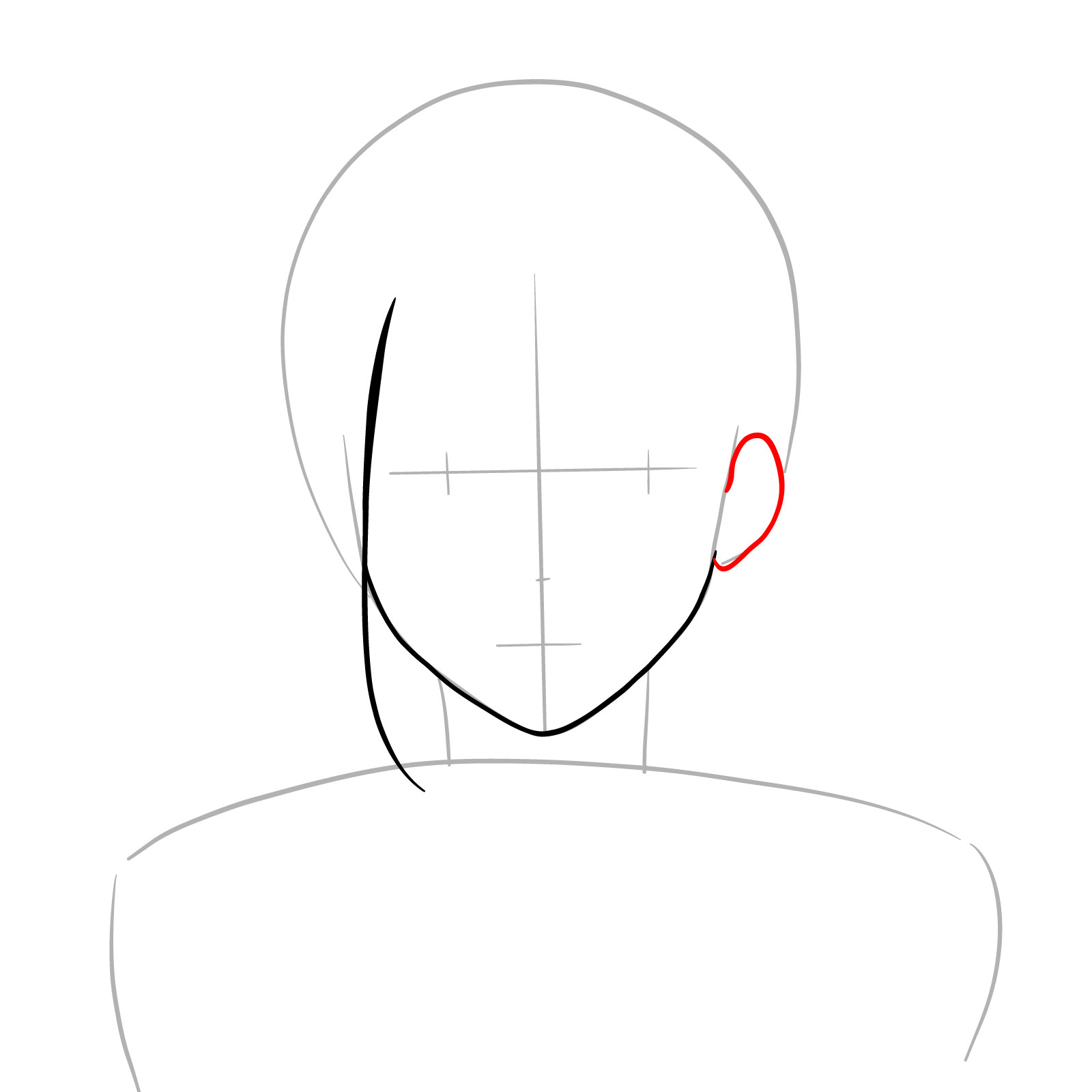How to draw Kobeni's face (anime) - step 04