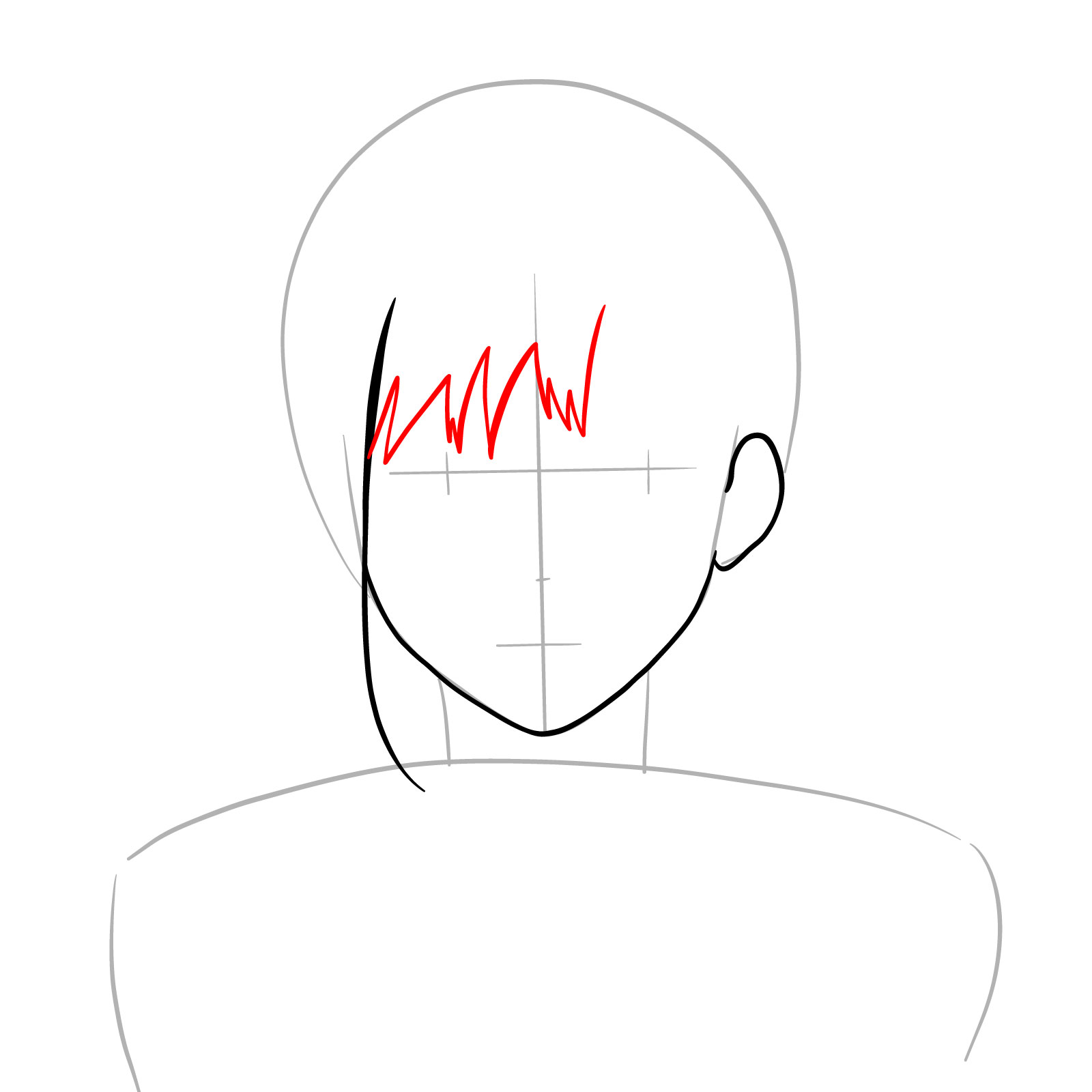 How to draw Kobeni's face (anime) - step 05