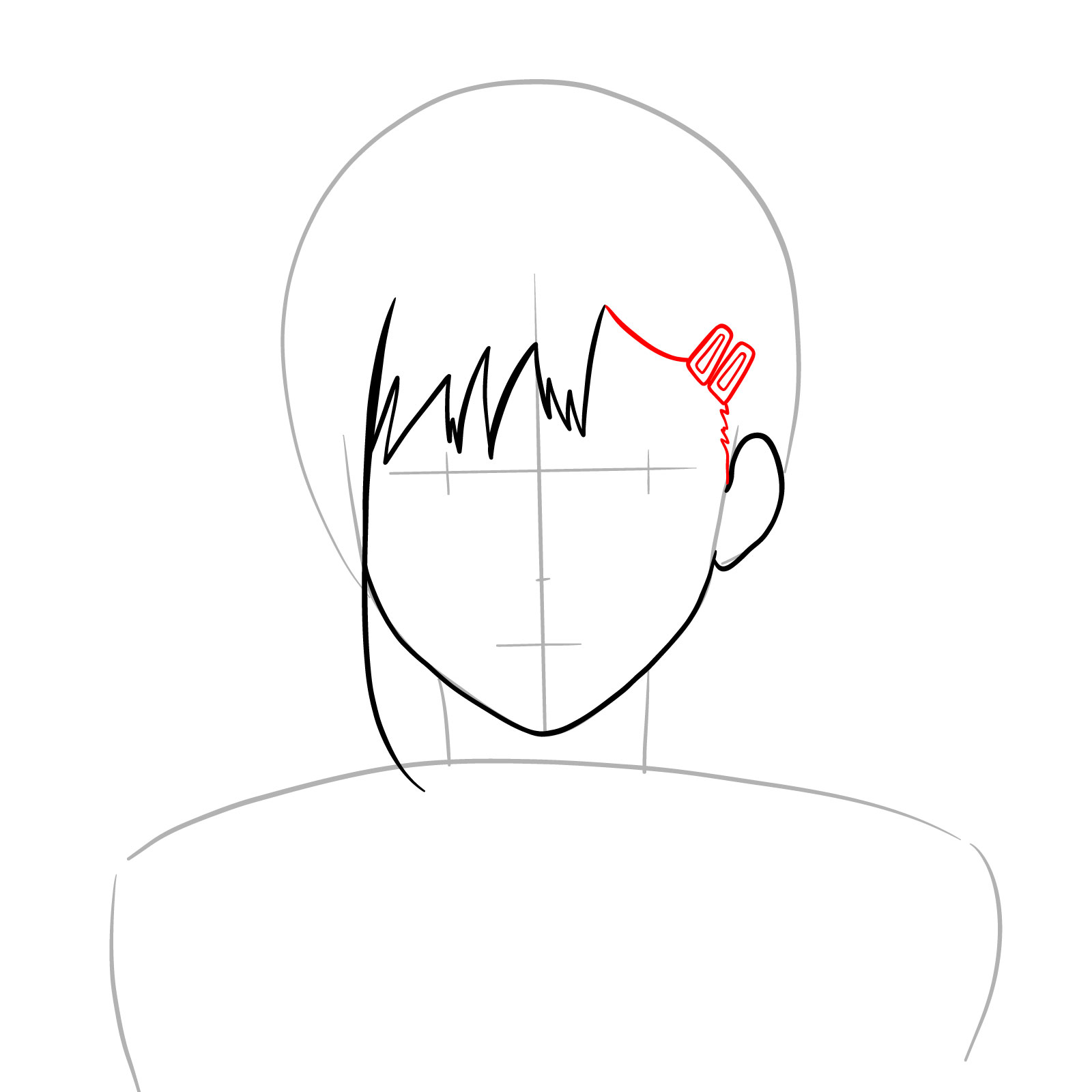 How to draw Kobeni's face (anime) - step 06