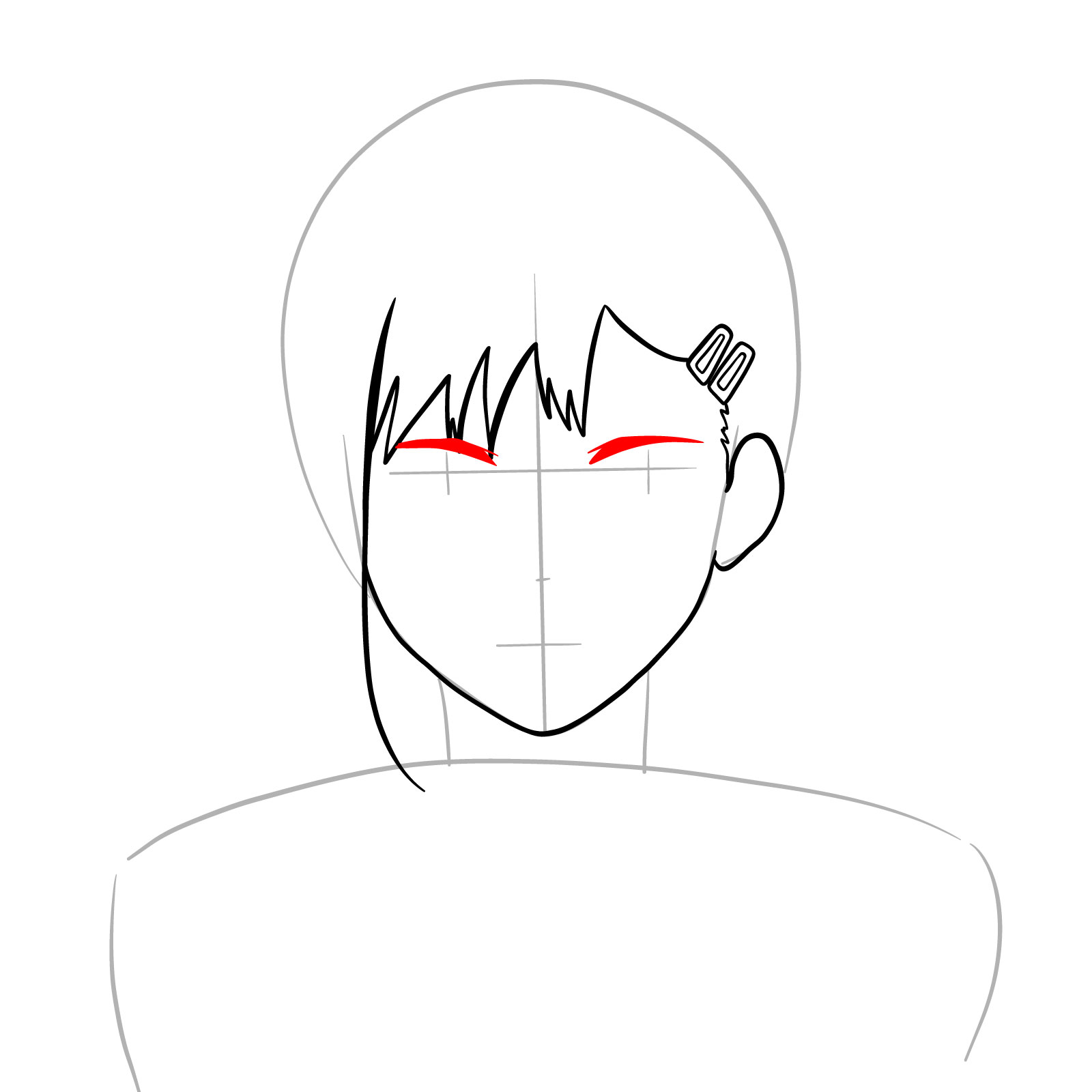 How to draw Kobeni's face (anime) - step 07