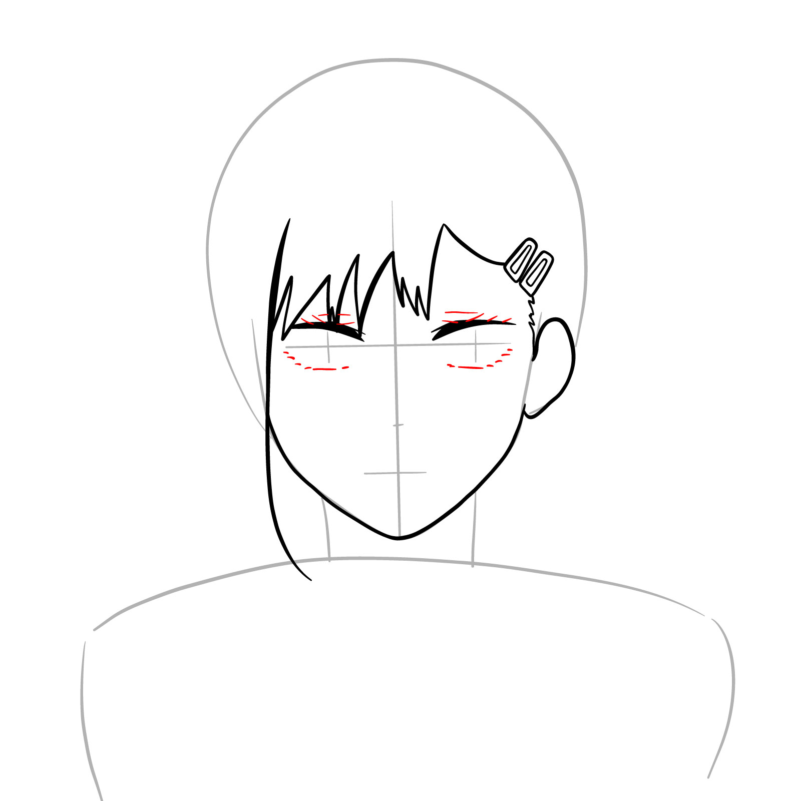 How to draw Kobeni's face (anime) - step 08