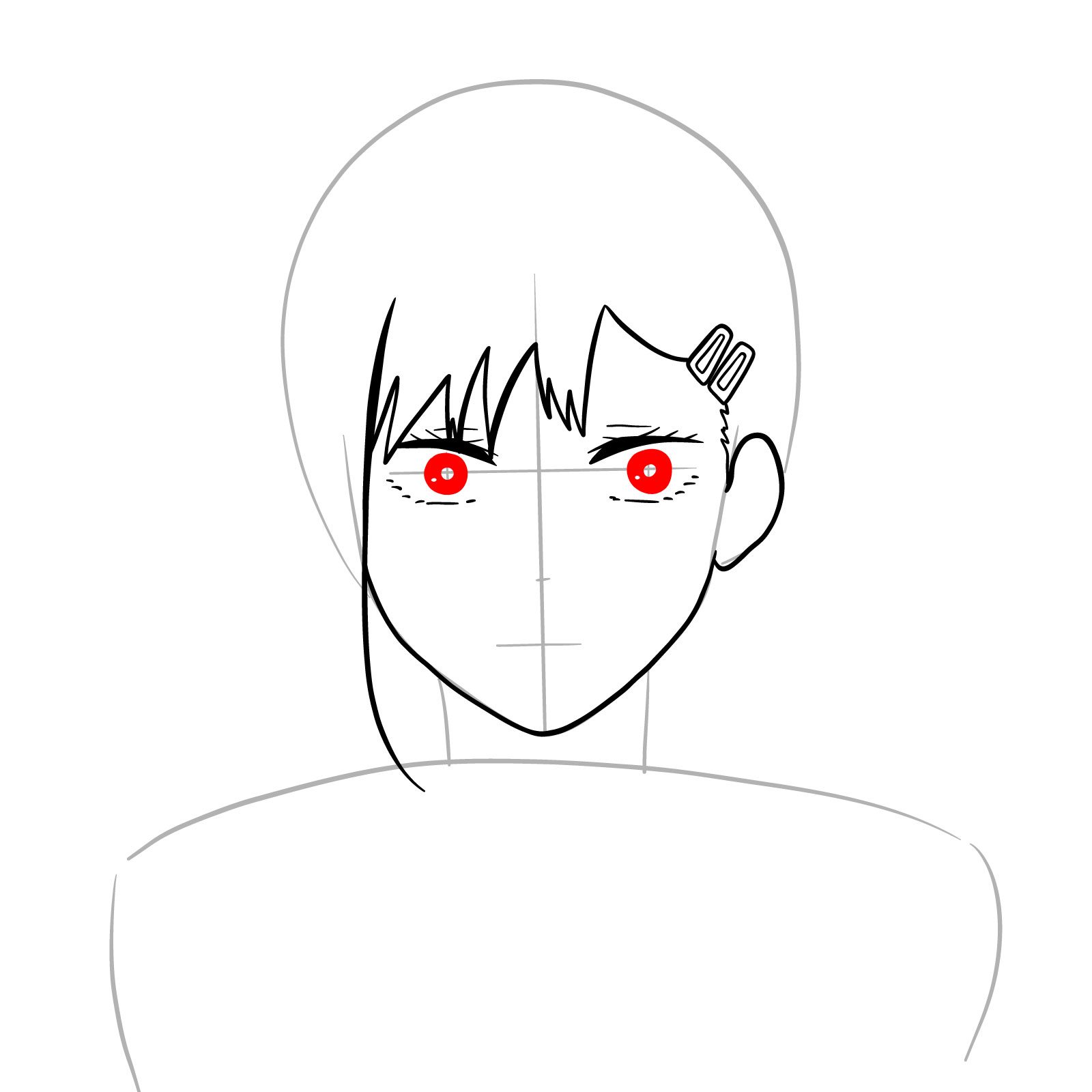 How to draw Kobeni's face (anime) - step 09