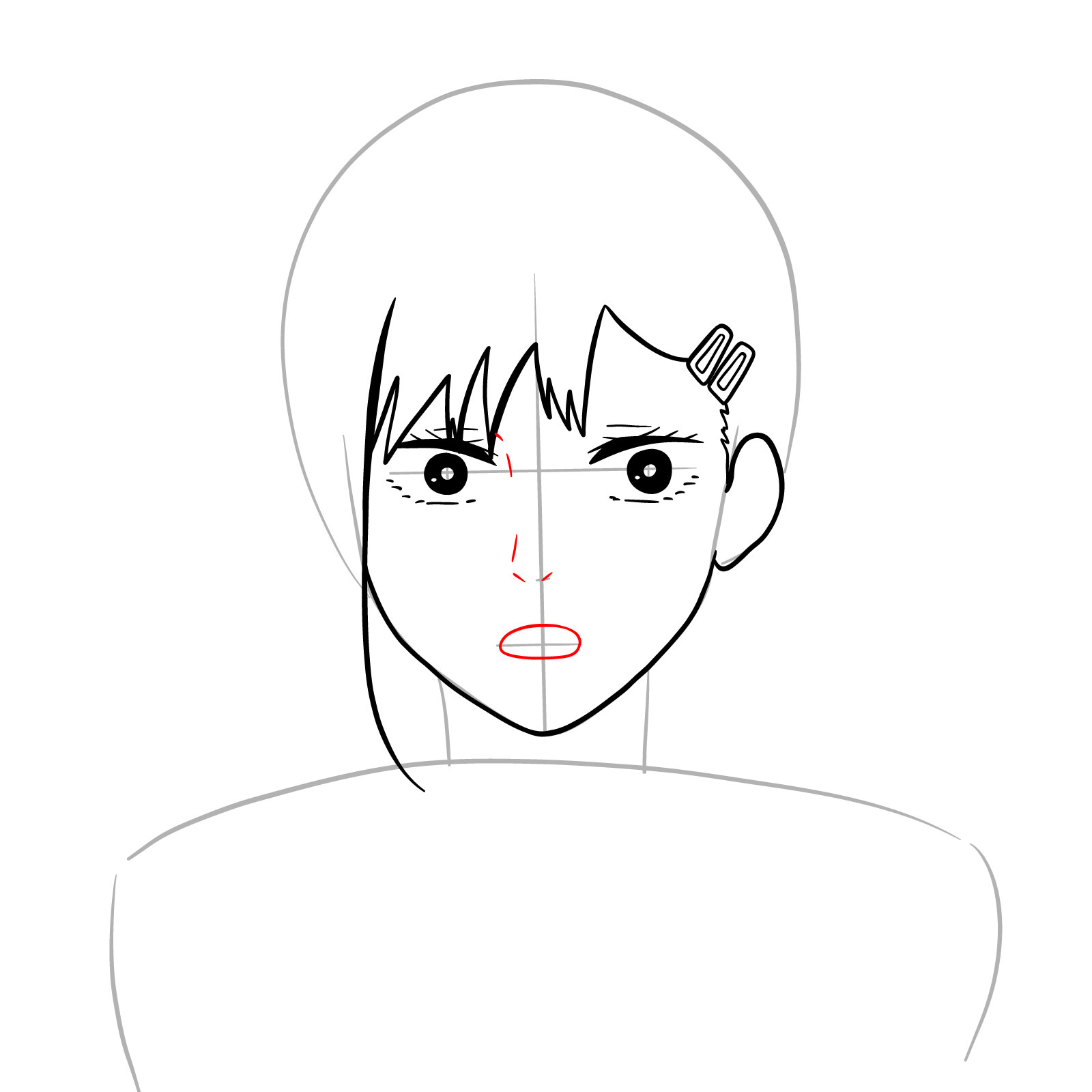 How to draw Kobeni's face (anime) - step 10