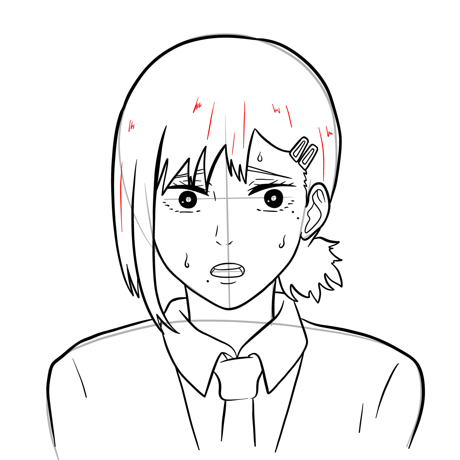 How to draw Kobeni's face (anime) - step 19