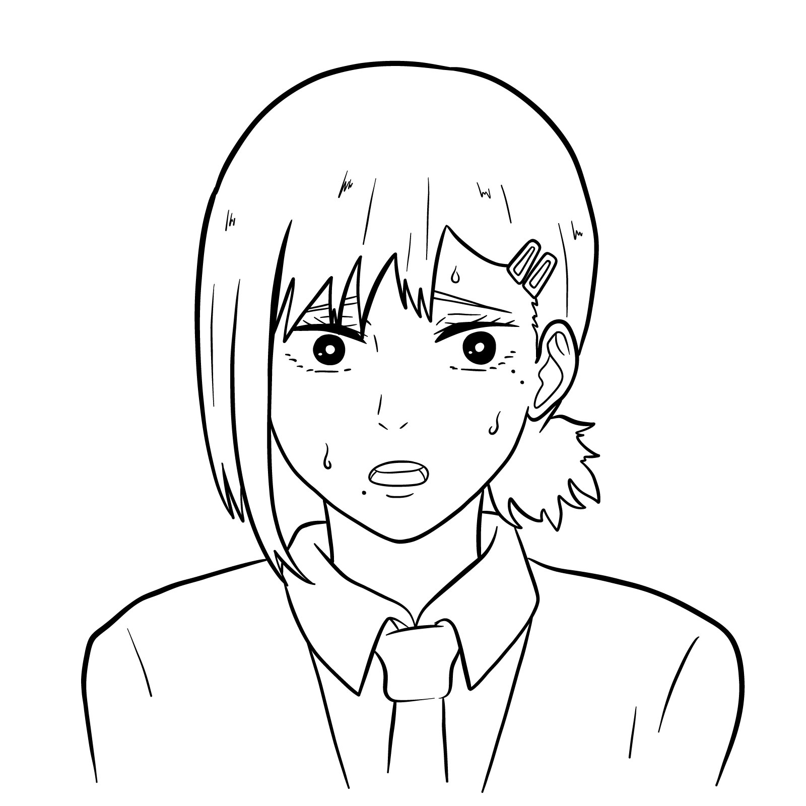 How to draw Kobeni's face (anime) - final step