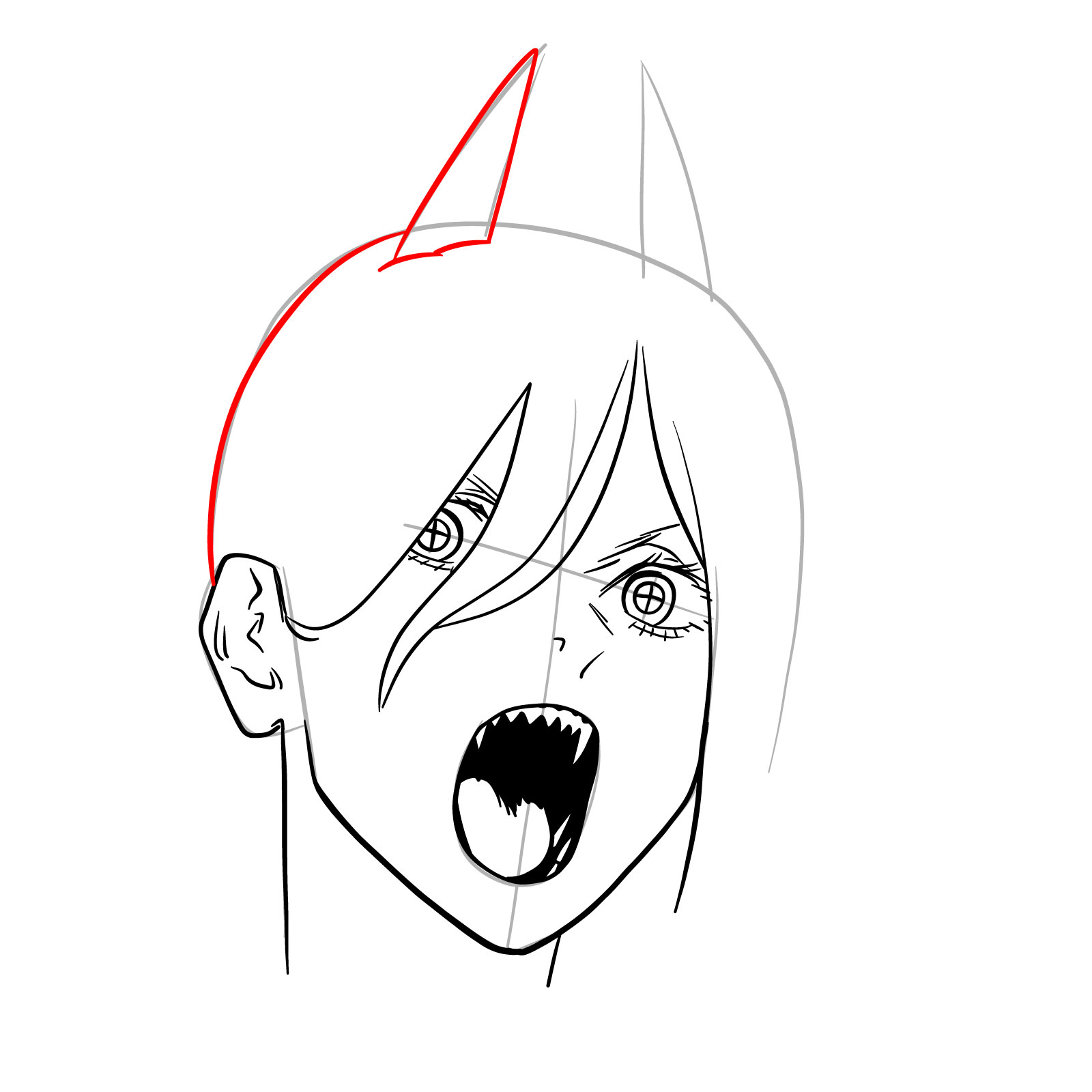 How to draw Power's face (Chainsaw Man) - step 14