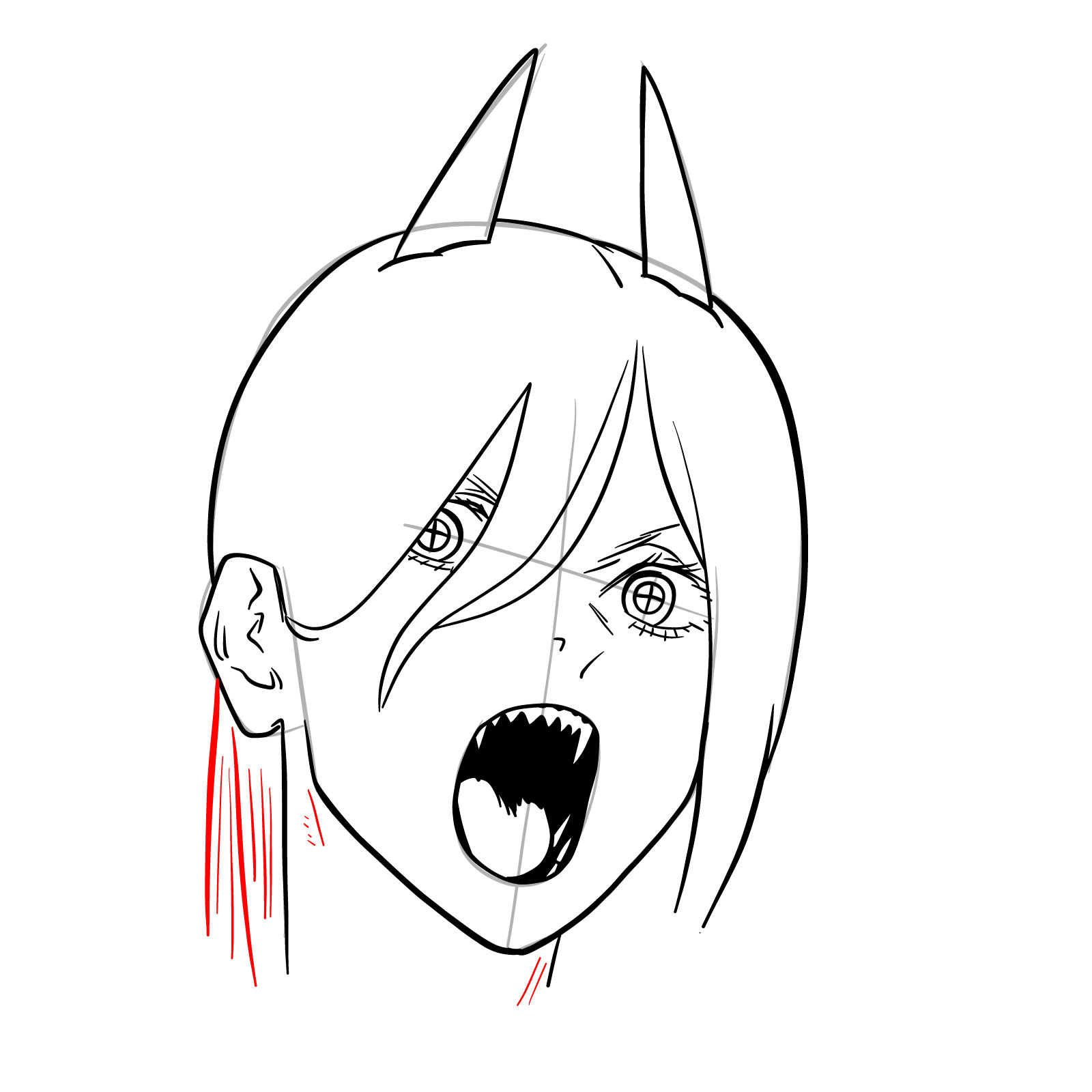 How to draw Power's face (Chainsaw Man) - step 17