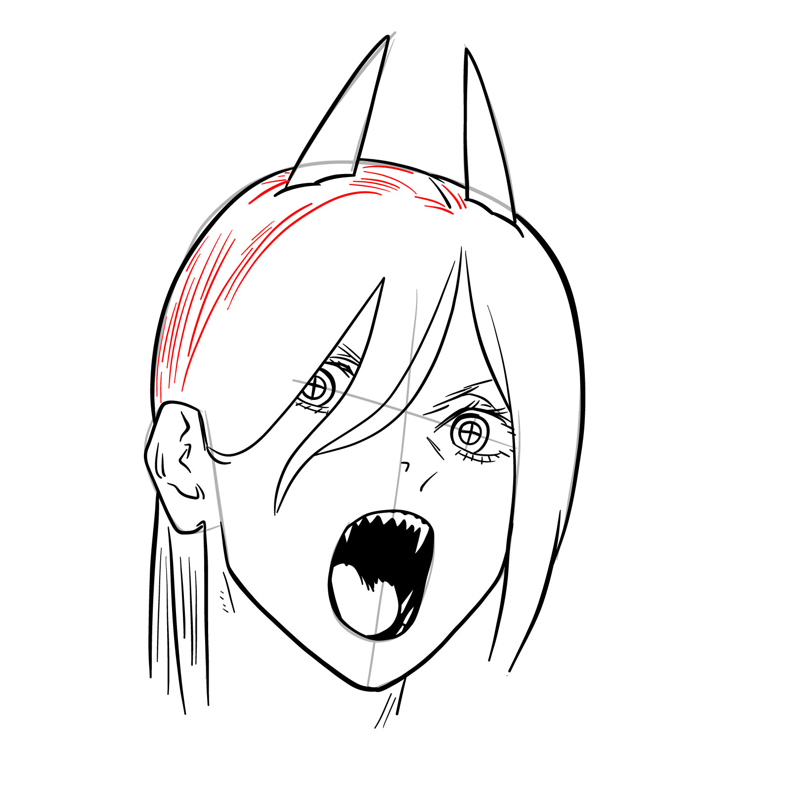 How to draw Power's face (Chainsaw Man) - step 18