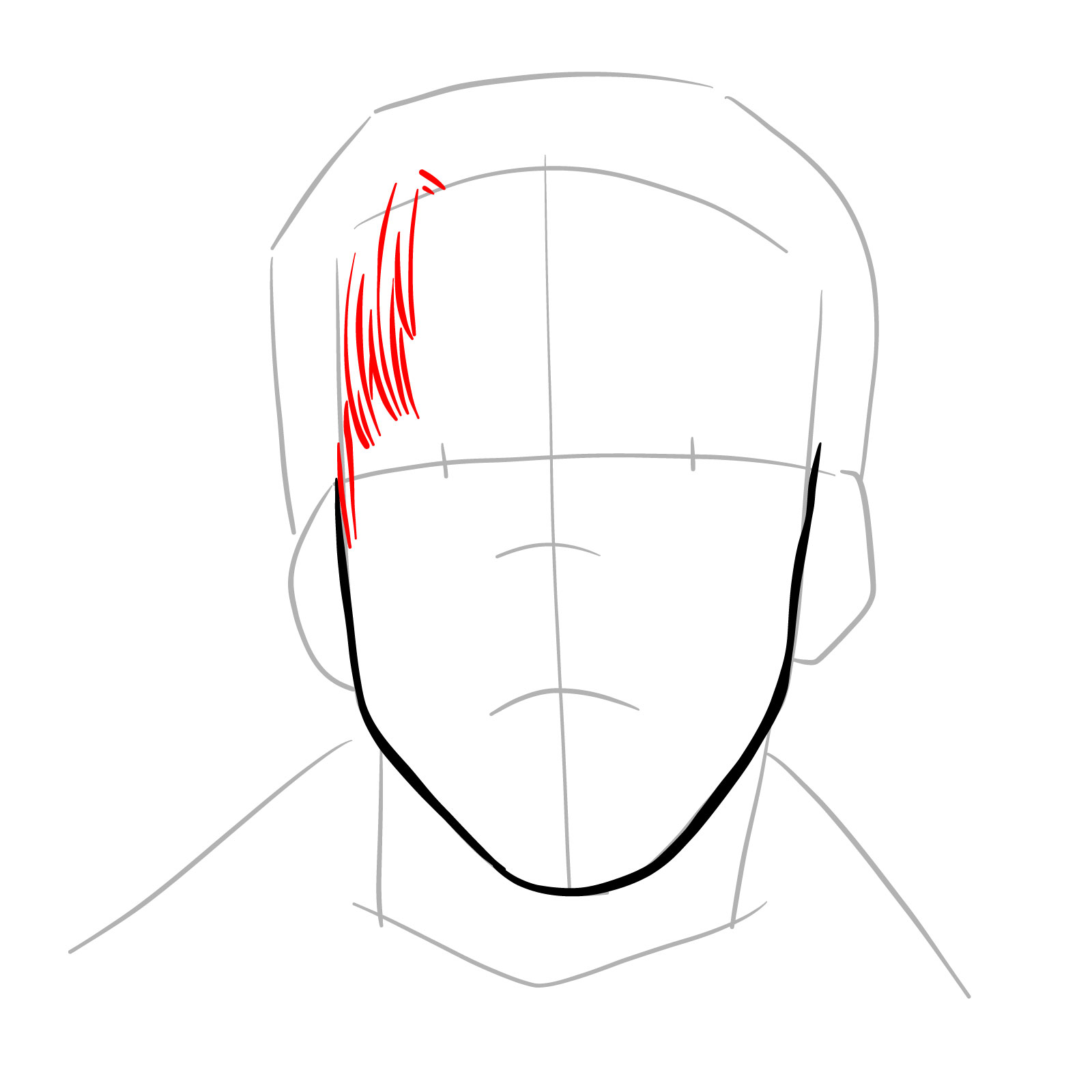 How to draw the face of Kishibe from Chainsaw Man manga - step 05