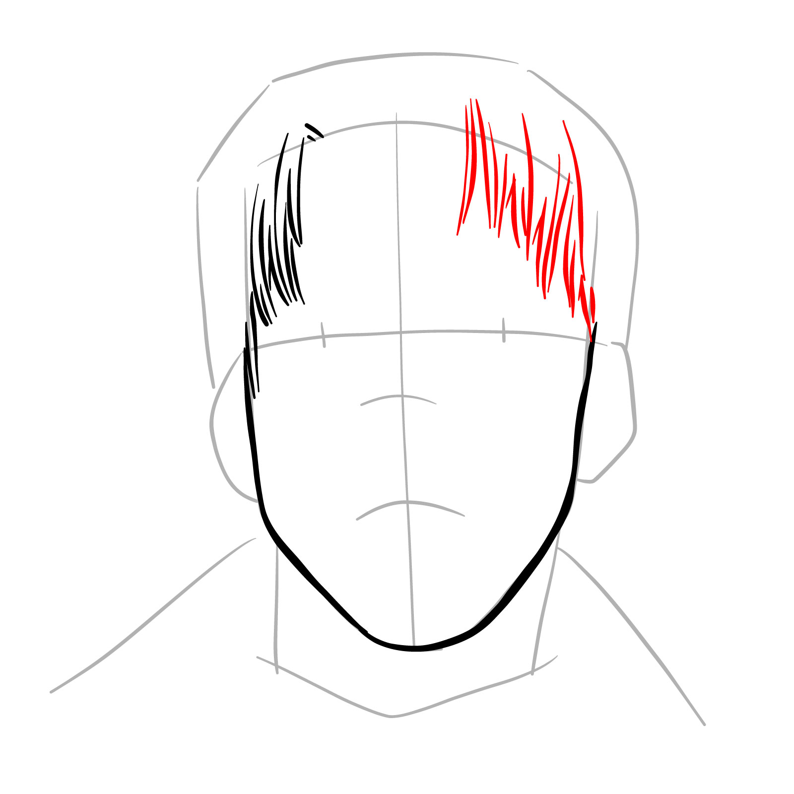 How to draw the face of Kishibe from Chainsaw Man manga - step 06