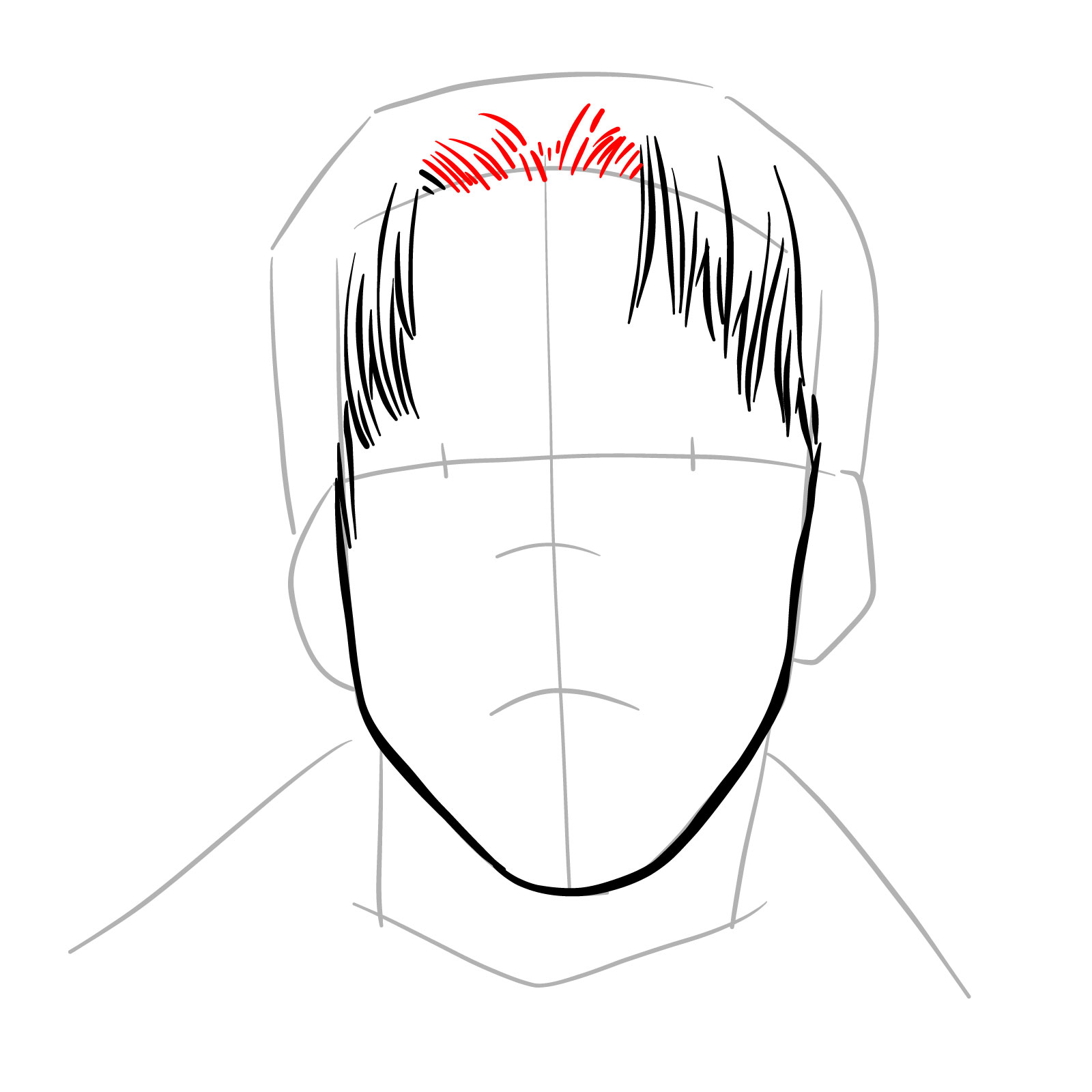 How to draw the face of Kishibe from Chainsaw Man manga - step 07