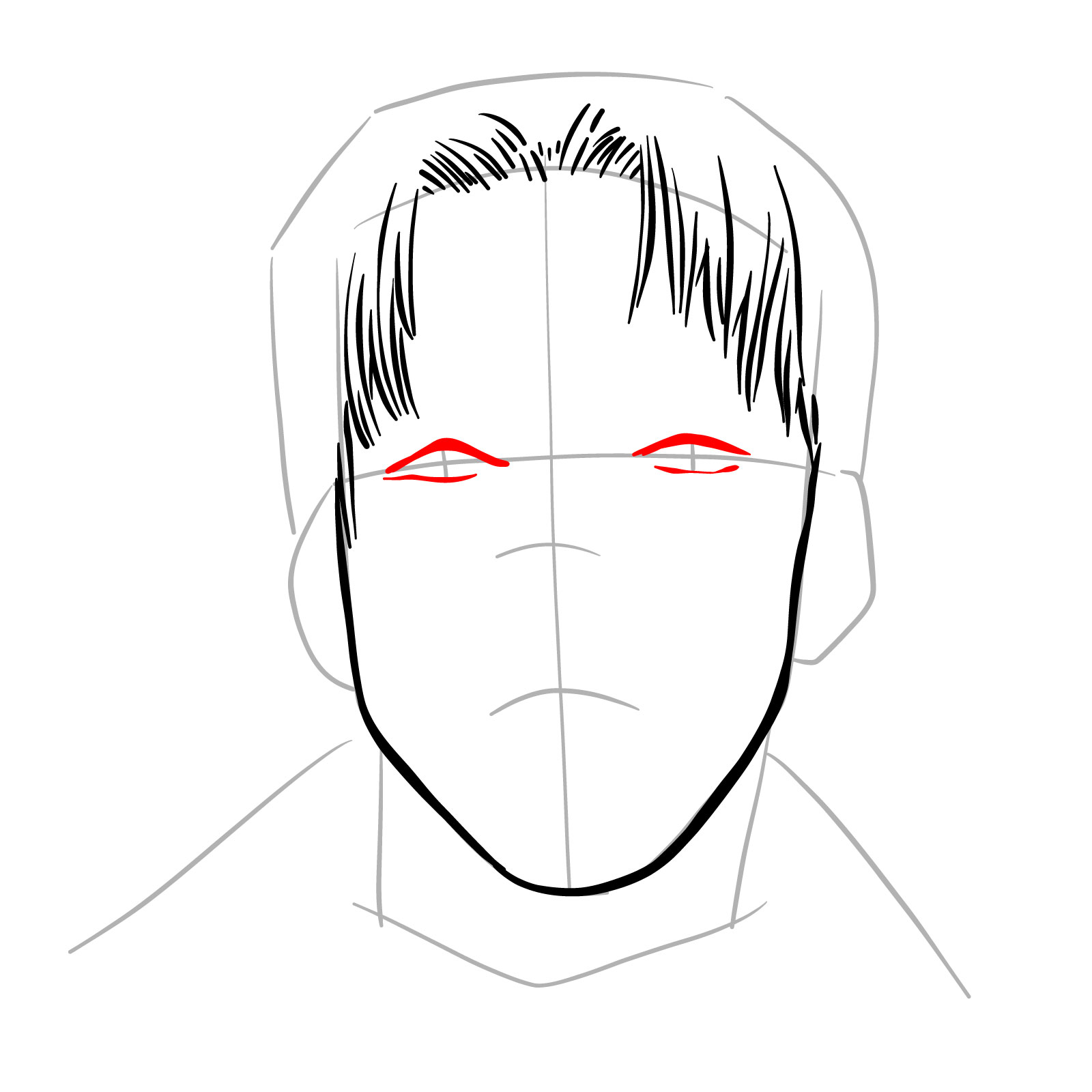 How to draw the face of Kishibe from Chainsaw Man manga - step 08