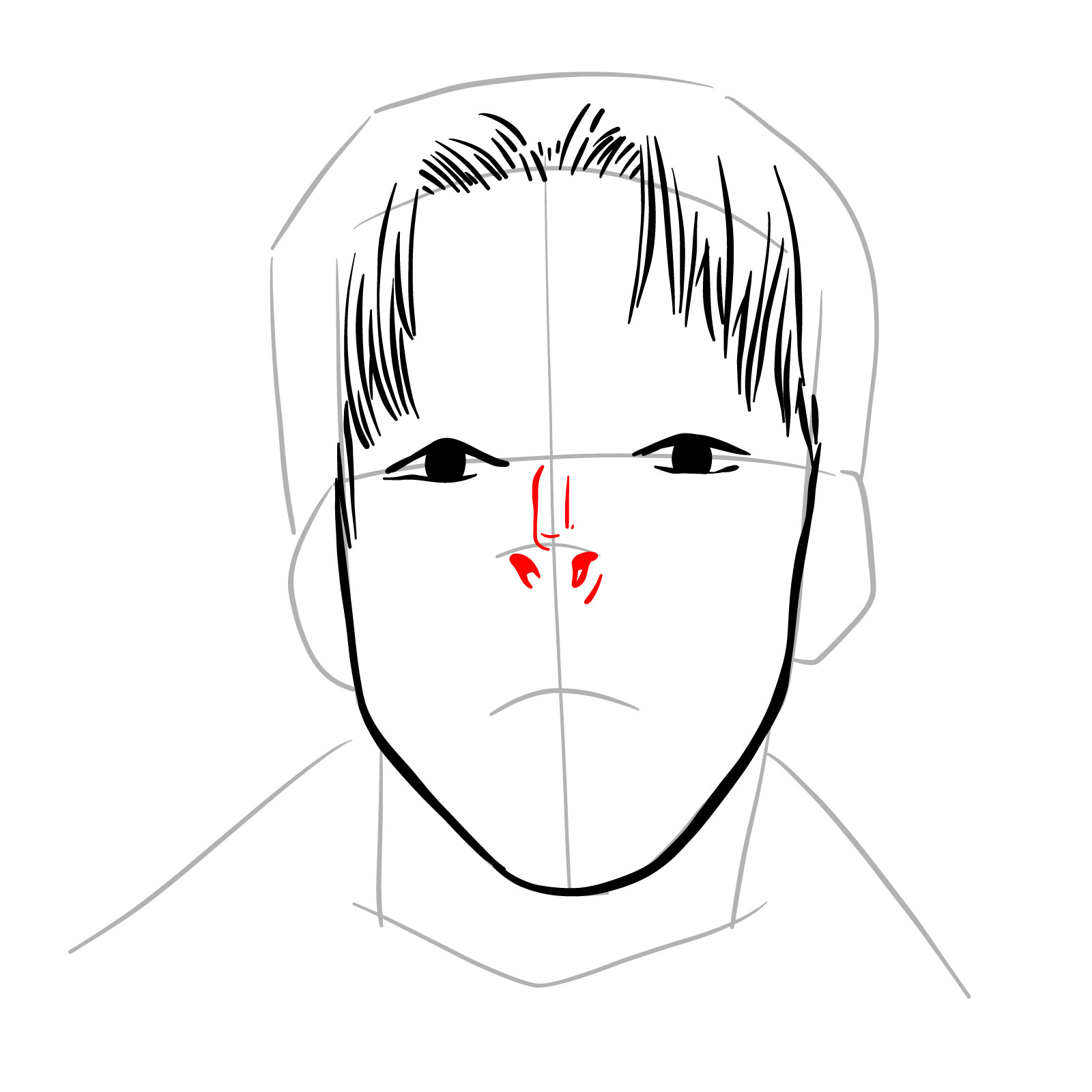 How to draw the face of Kishibe from Chainsaw Man manga - step 10
