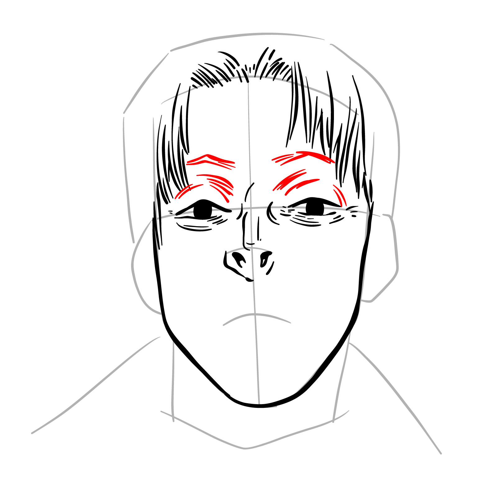 How to draw the face of Kishibe from Chainsaw Man manga - step 12