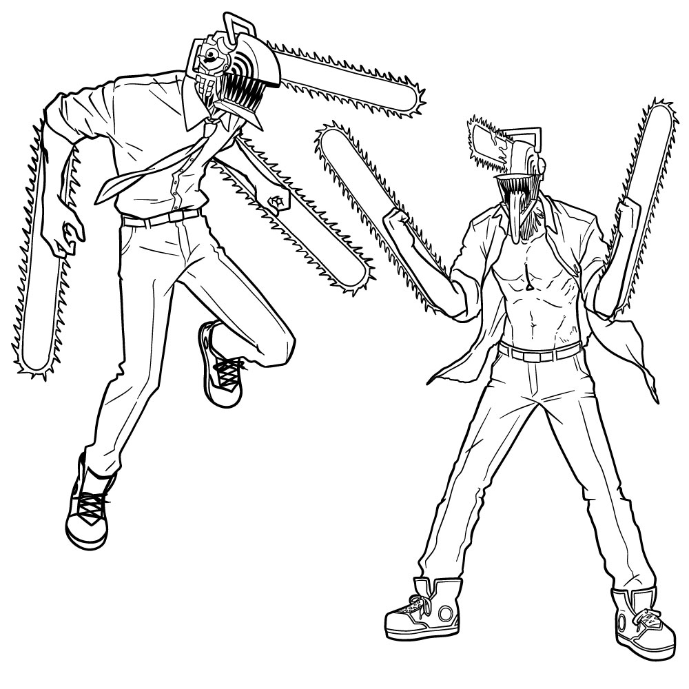 How to Draw Chainsaw Man: 3/4 and Front View Stances
