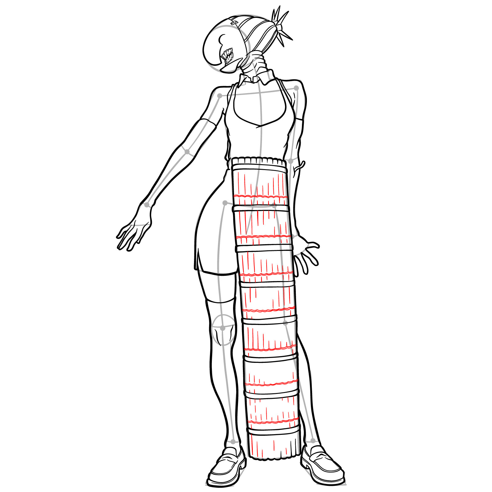 How to Draw Reze Bomb Hybrid - step 20