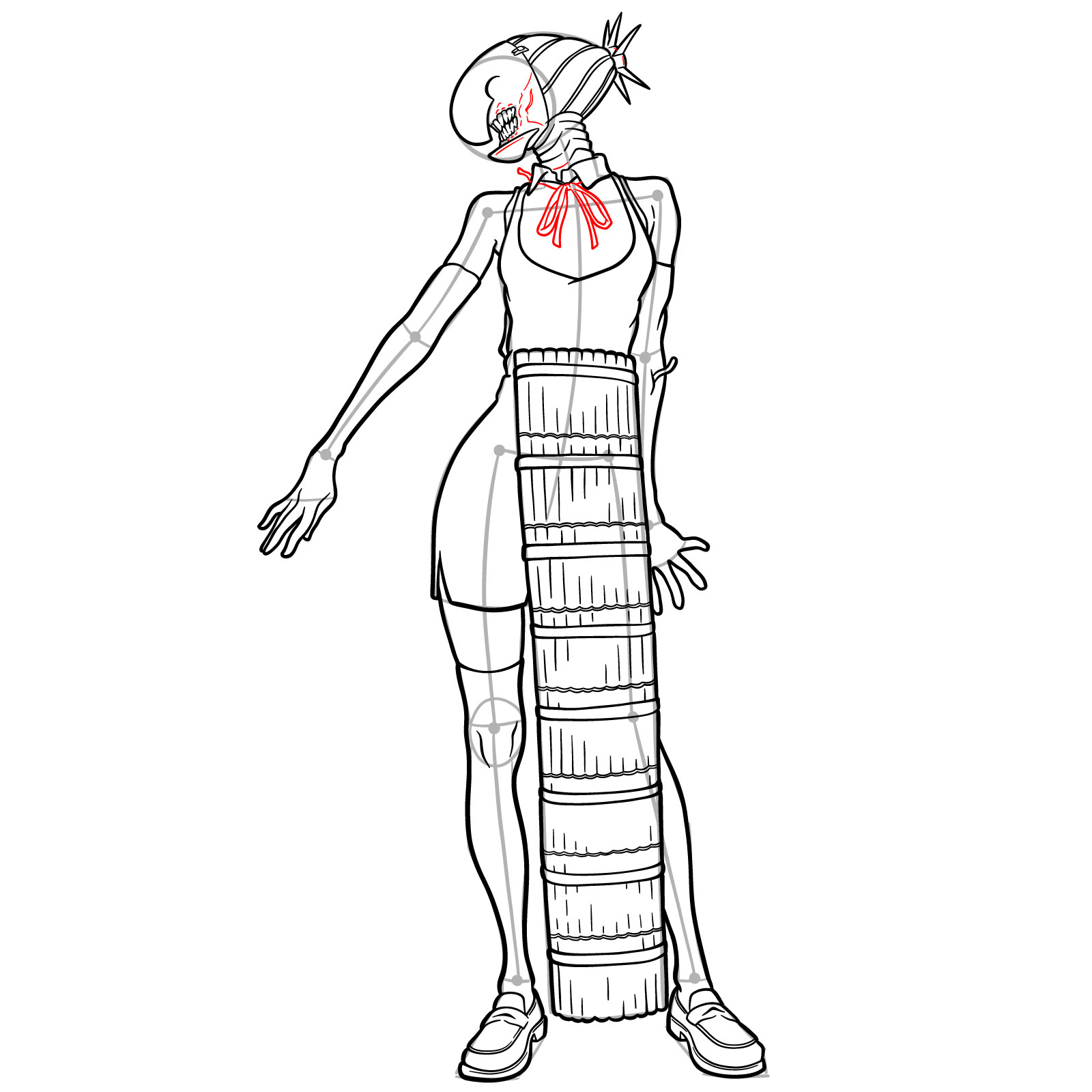 How to Draw Reze Bomb Hybrid - step 21