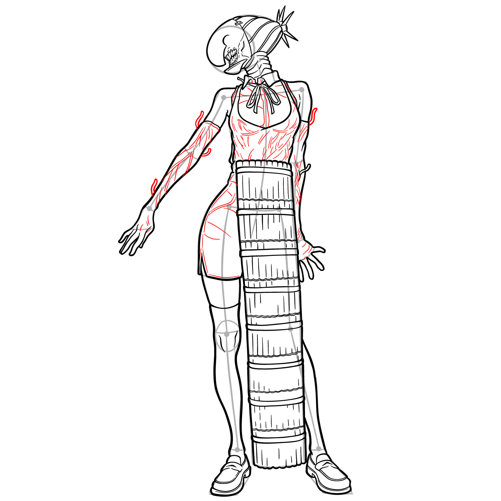 How to Draw Reze Bomb Hybrid - step 22