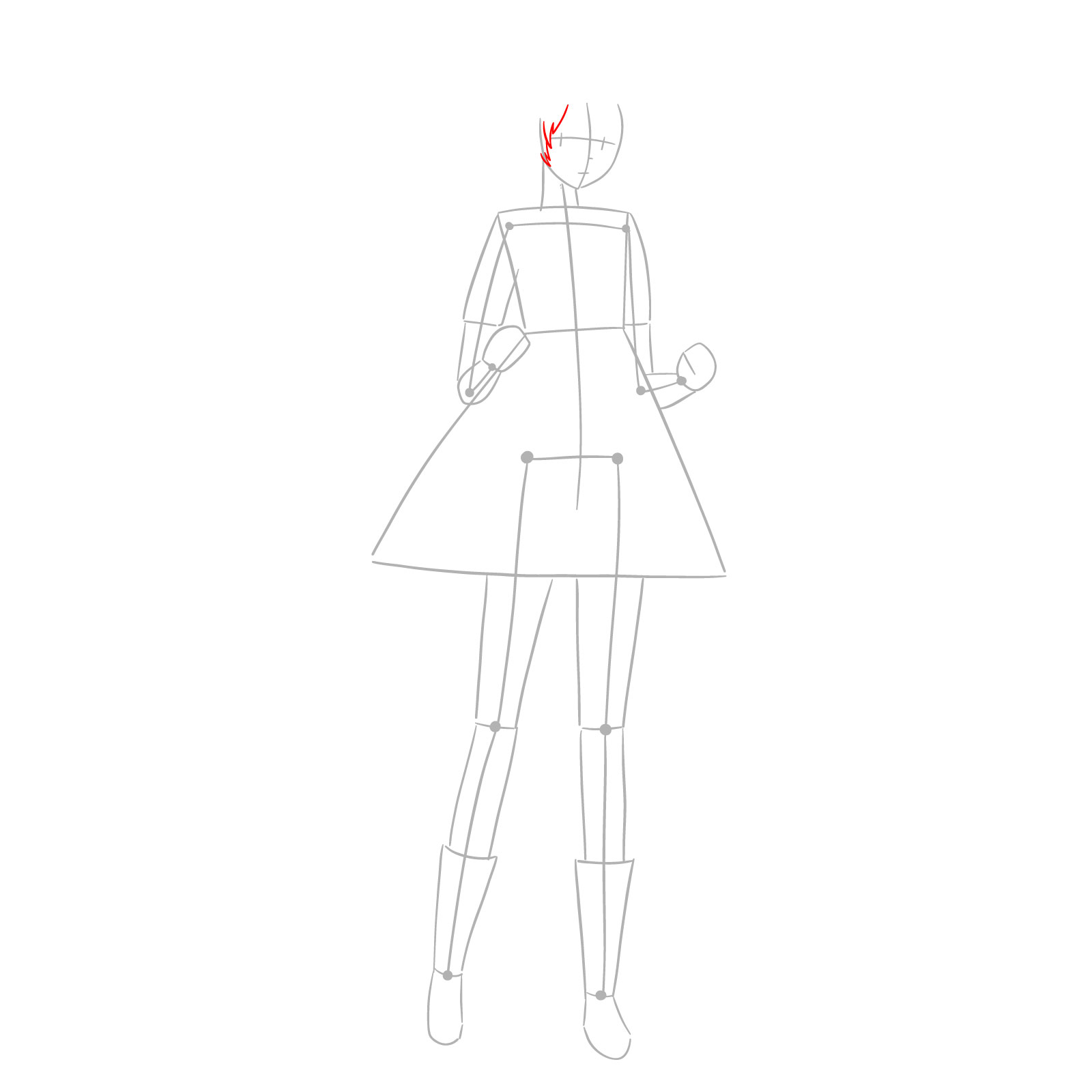 How to draw Mayuri Shiina - step 04