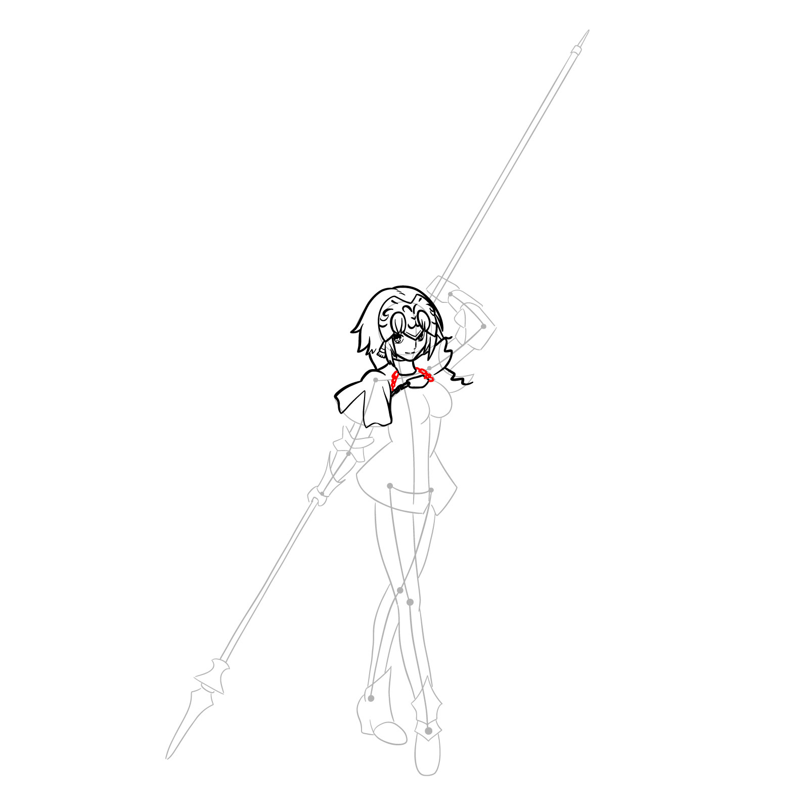 How to Draw Jeanne d'Arc from Fate/Grand Order - step 16