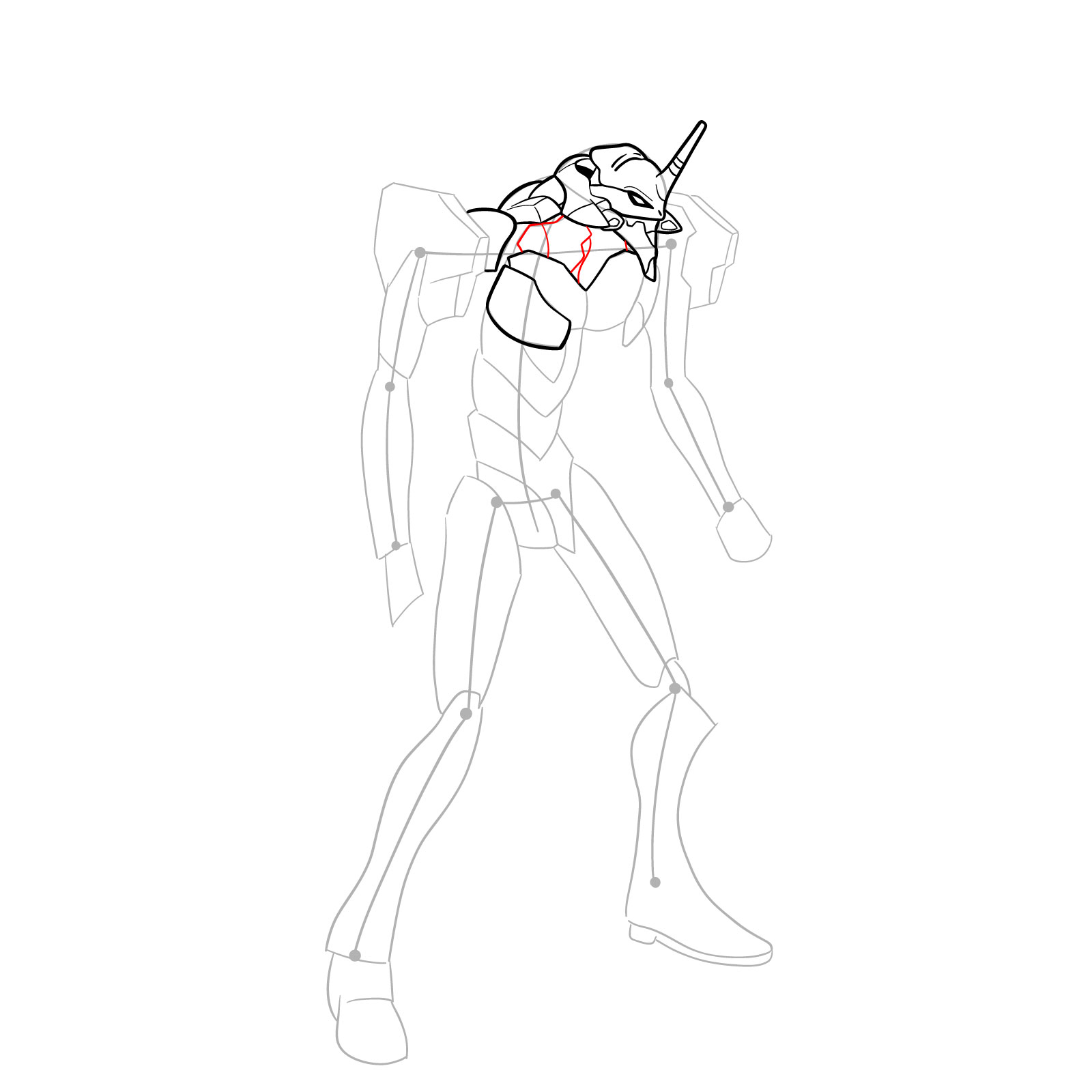 How to Draw Evangelion Unit-01 aka EVA-01 - step 16