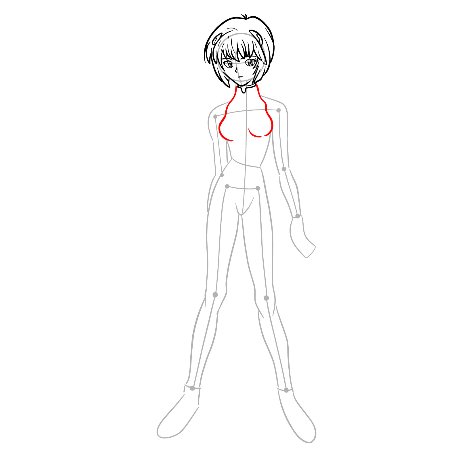 How to Draw Rei Ayanami in plugsuit (Rebuild) - step 14