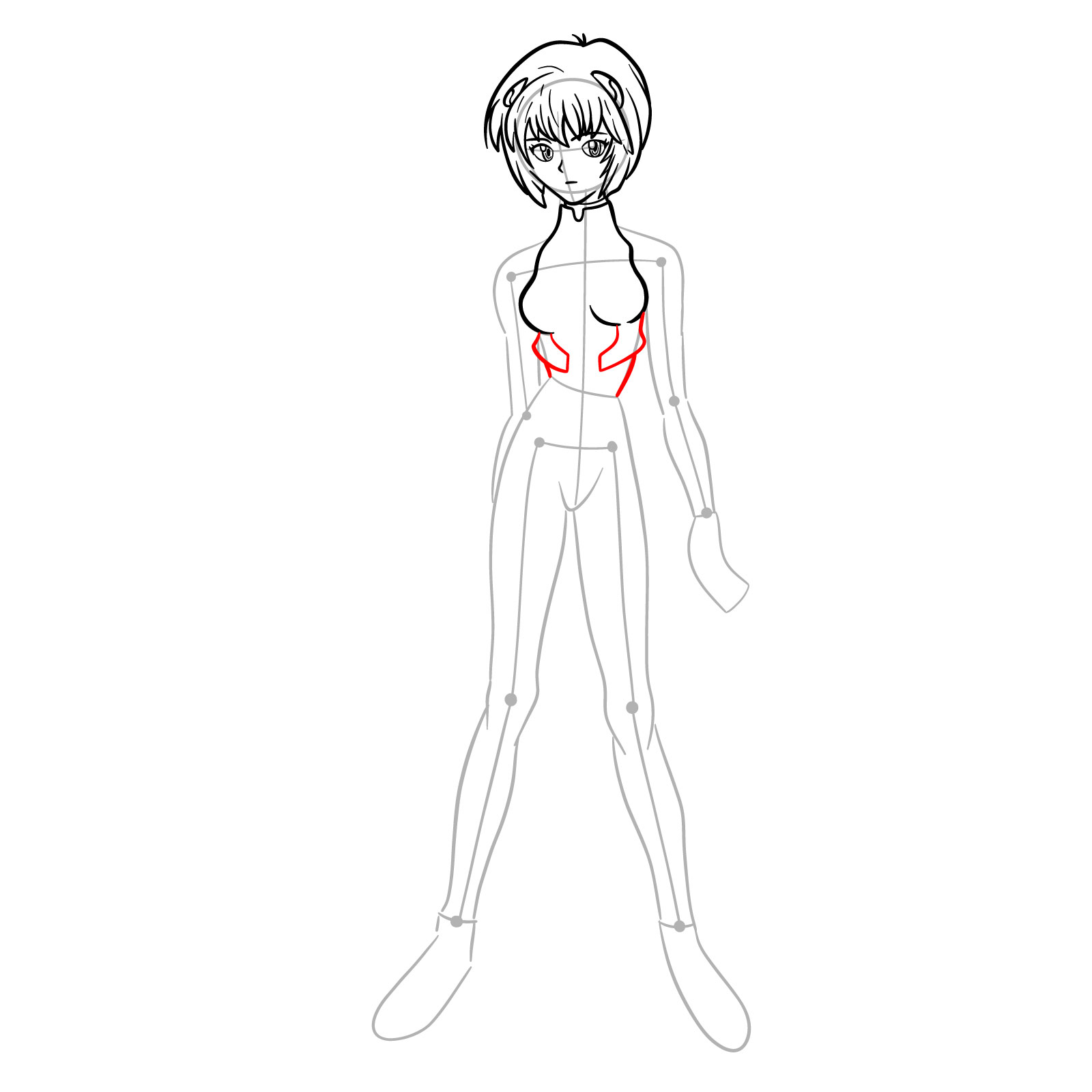 How to Draw Rei Ayanami in plugsuit (Rebuild) - step 15