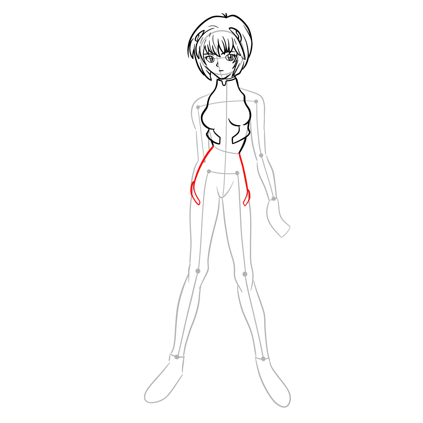 How to Draw Rei Ayanami in plugsuit (Rebuild) - step 16