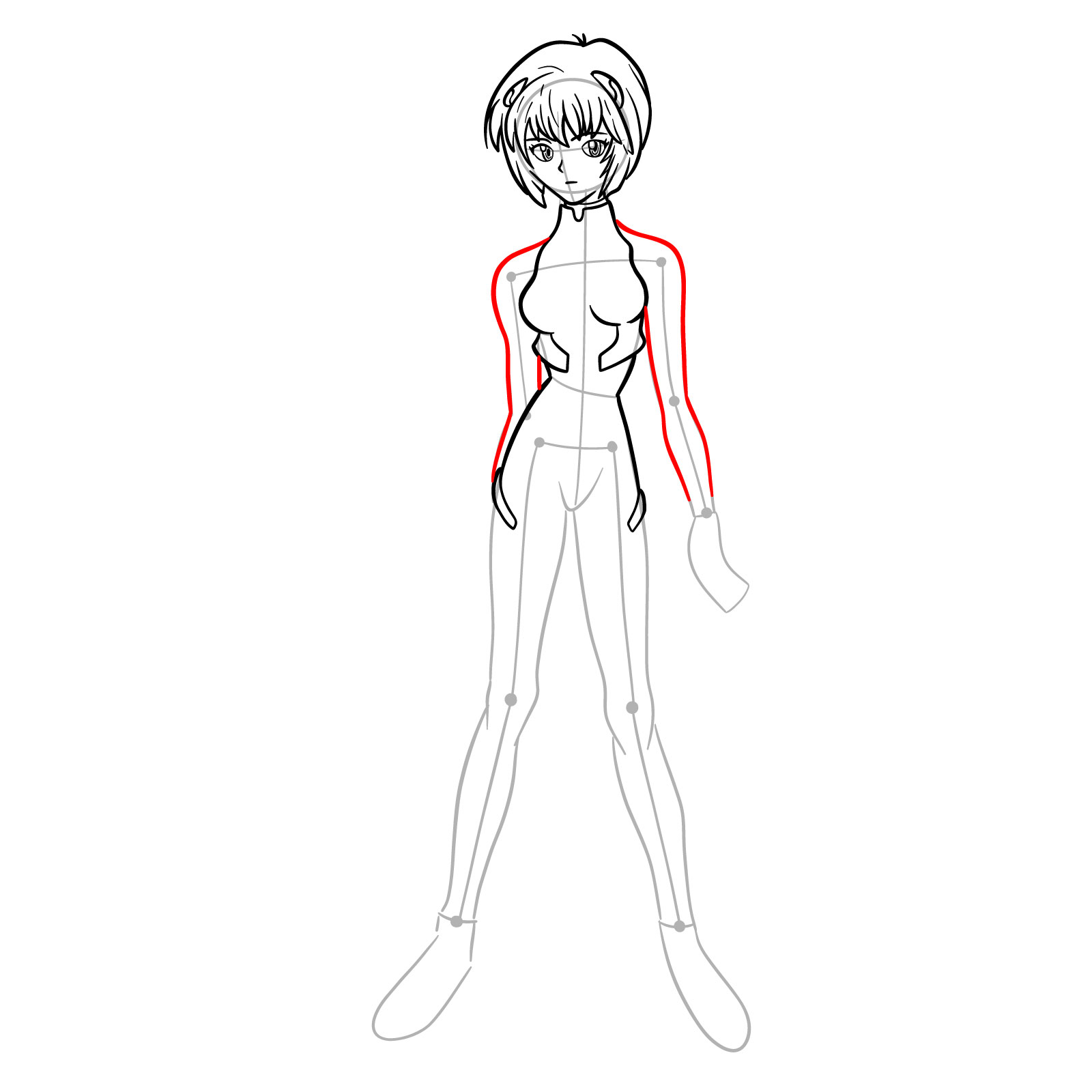 How to Draw Rei Ayanami in plugsuit (Rebuild) - step 17