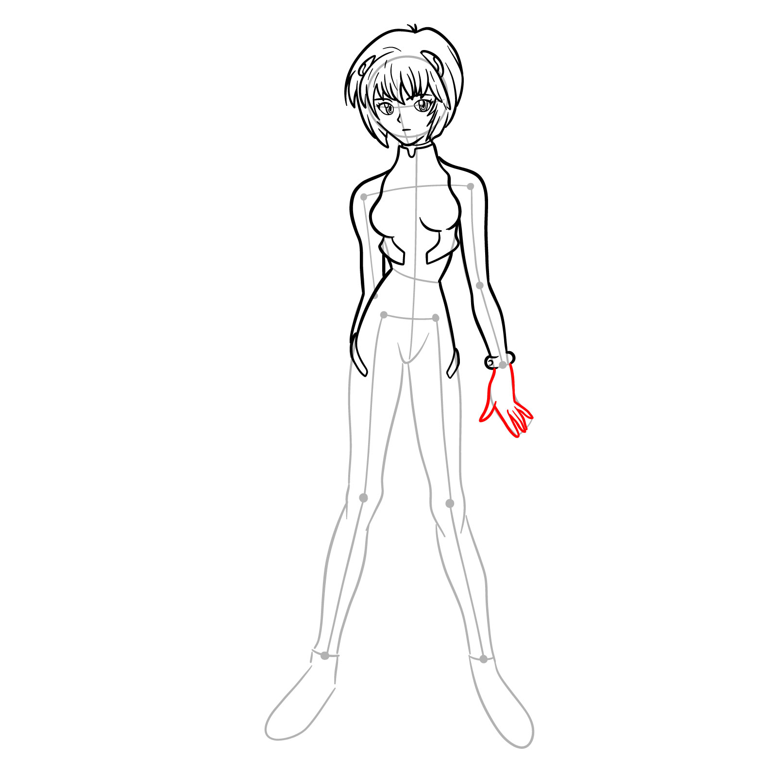 How to Draw Rei Ayanami in plugsuit (Rebuild) - step 19