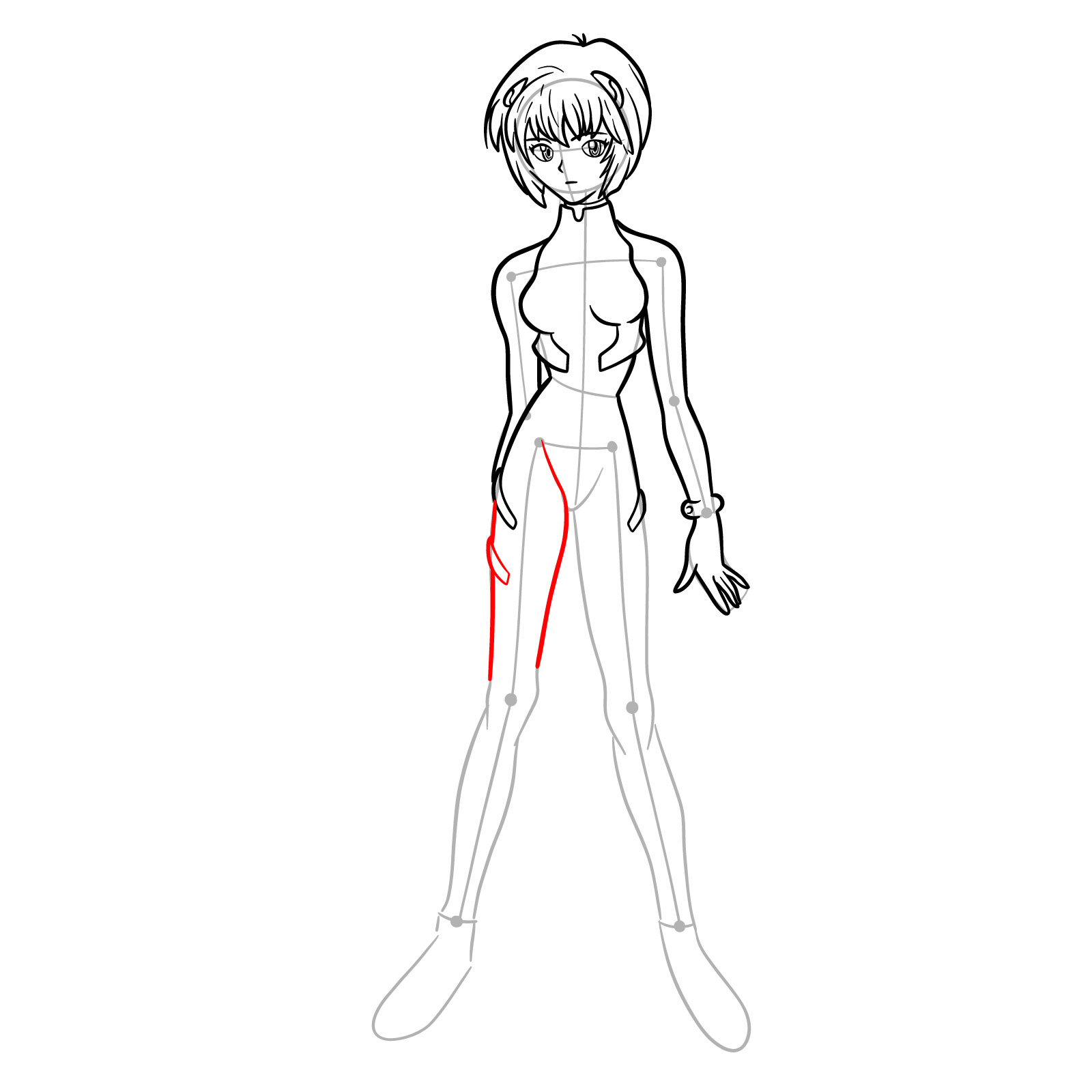 How to Draw Rei Ayanami in plugsuit (Rebuild) - step 20