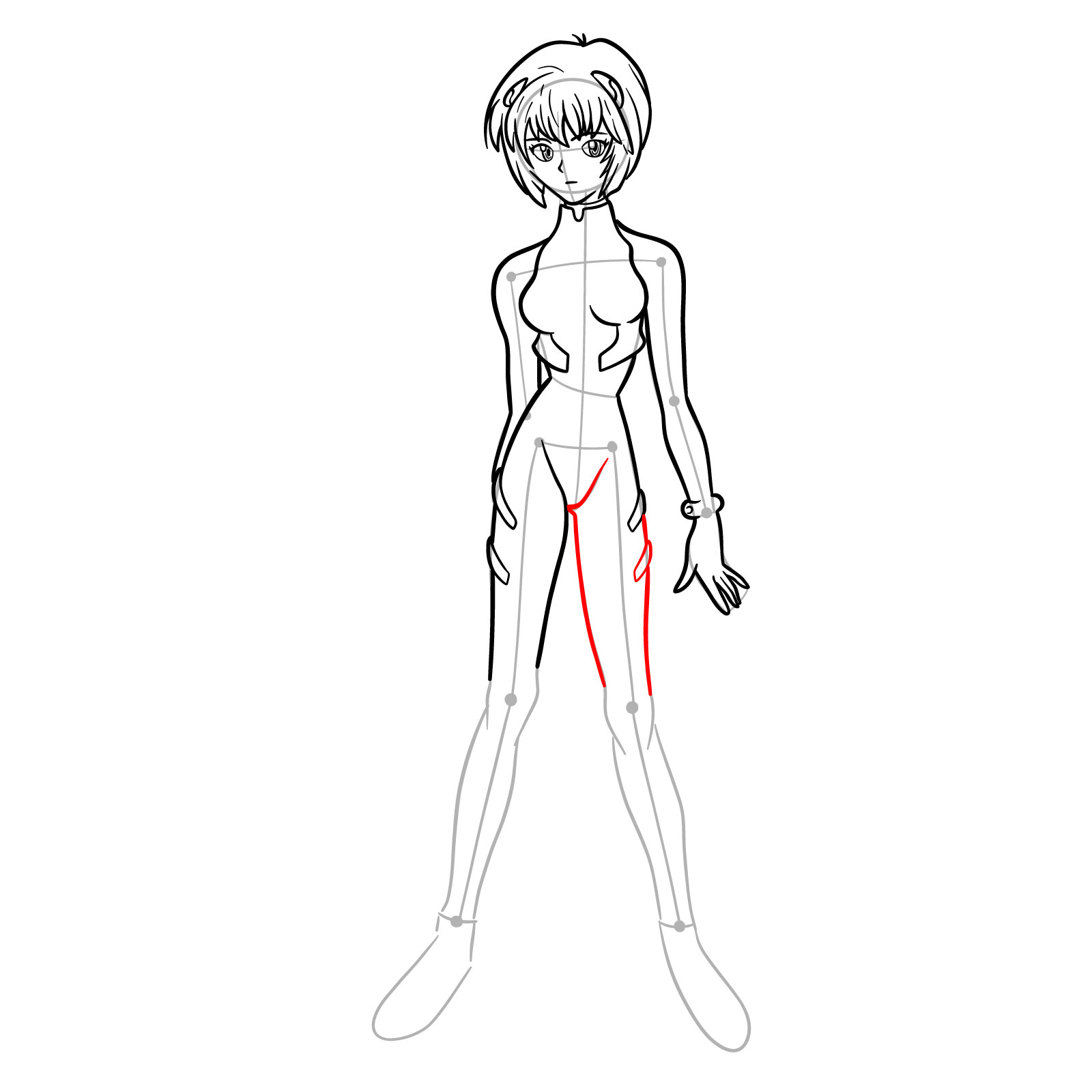 How to Draw Rei Ayanami in plugsuit (Rebuild) - step 21