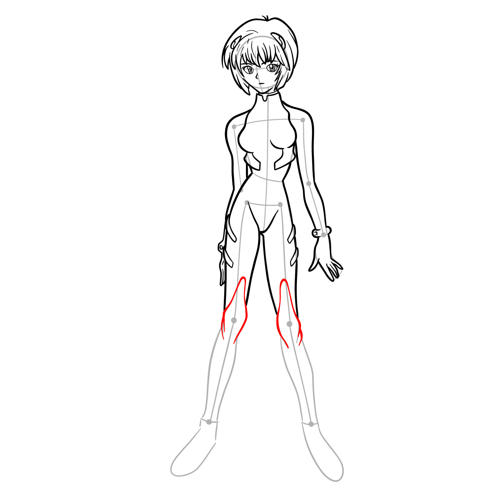 How to Draw Rei Ayanami in plugsuit (Rebuild) - step 23