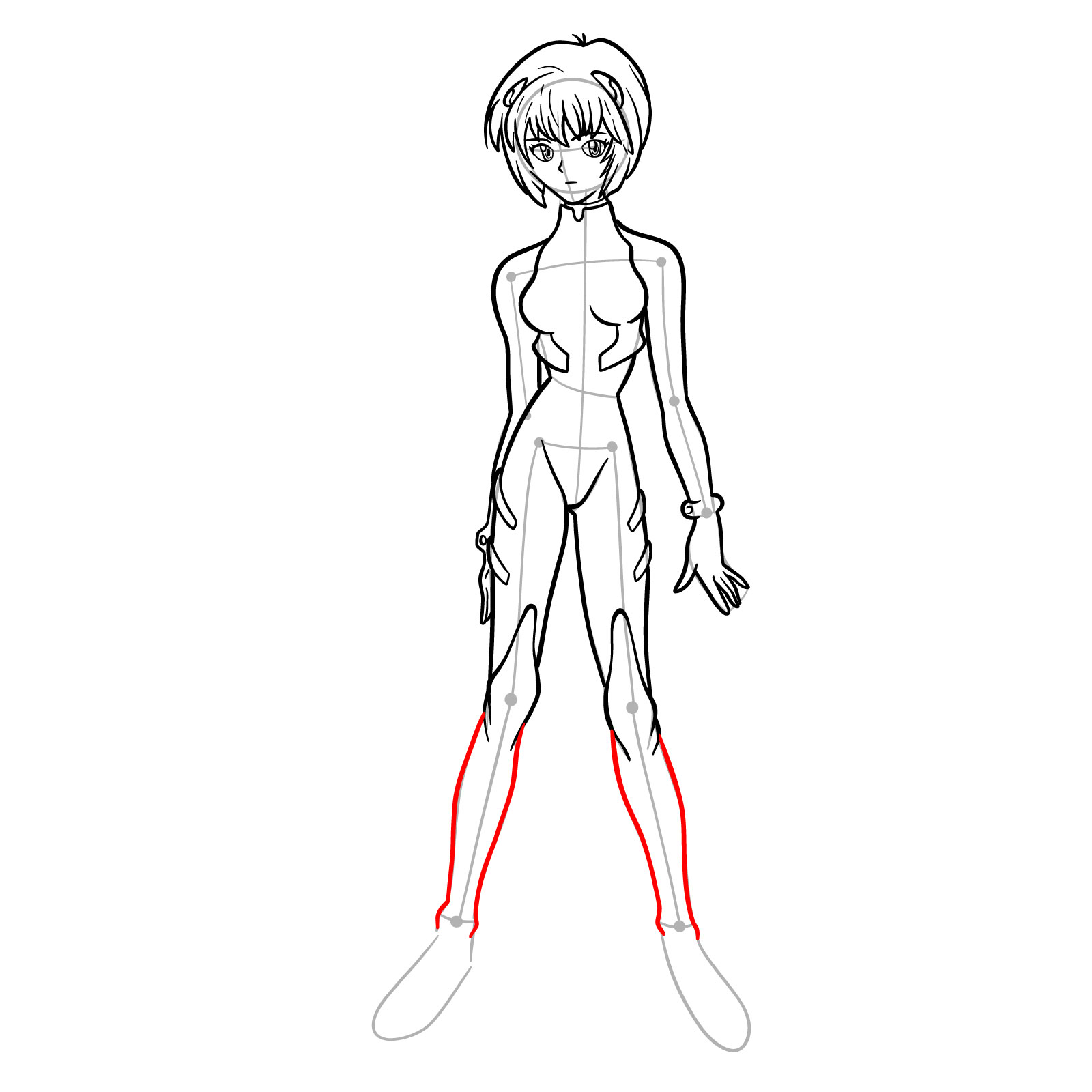 How to Draw Rei Ayanami in plugsuit (Rebuild) - step 24