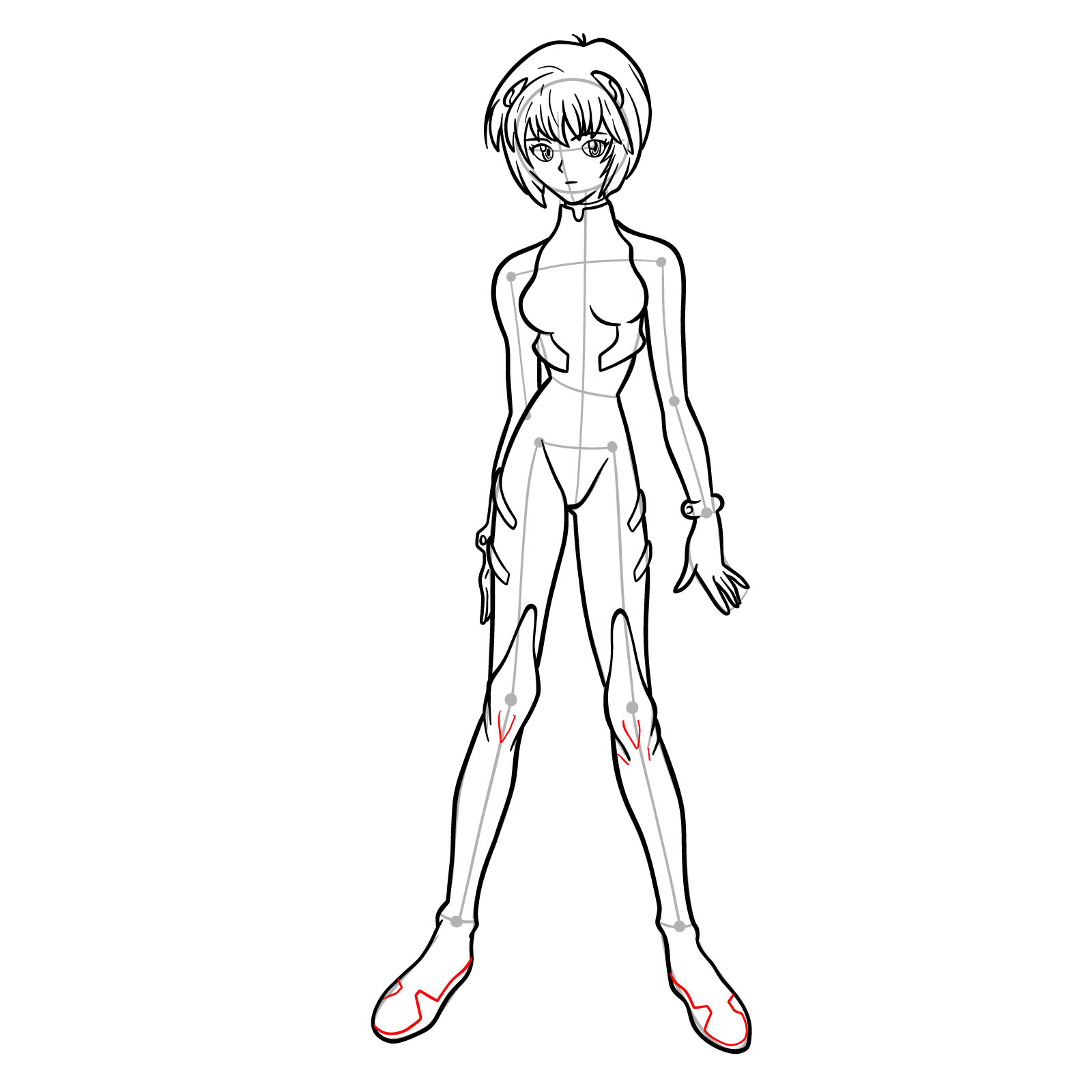 How to Draw Rei Ayanami in plugsuit (Rebuild) - step 26