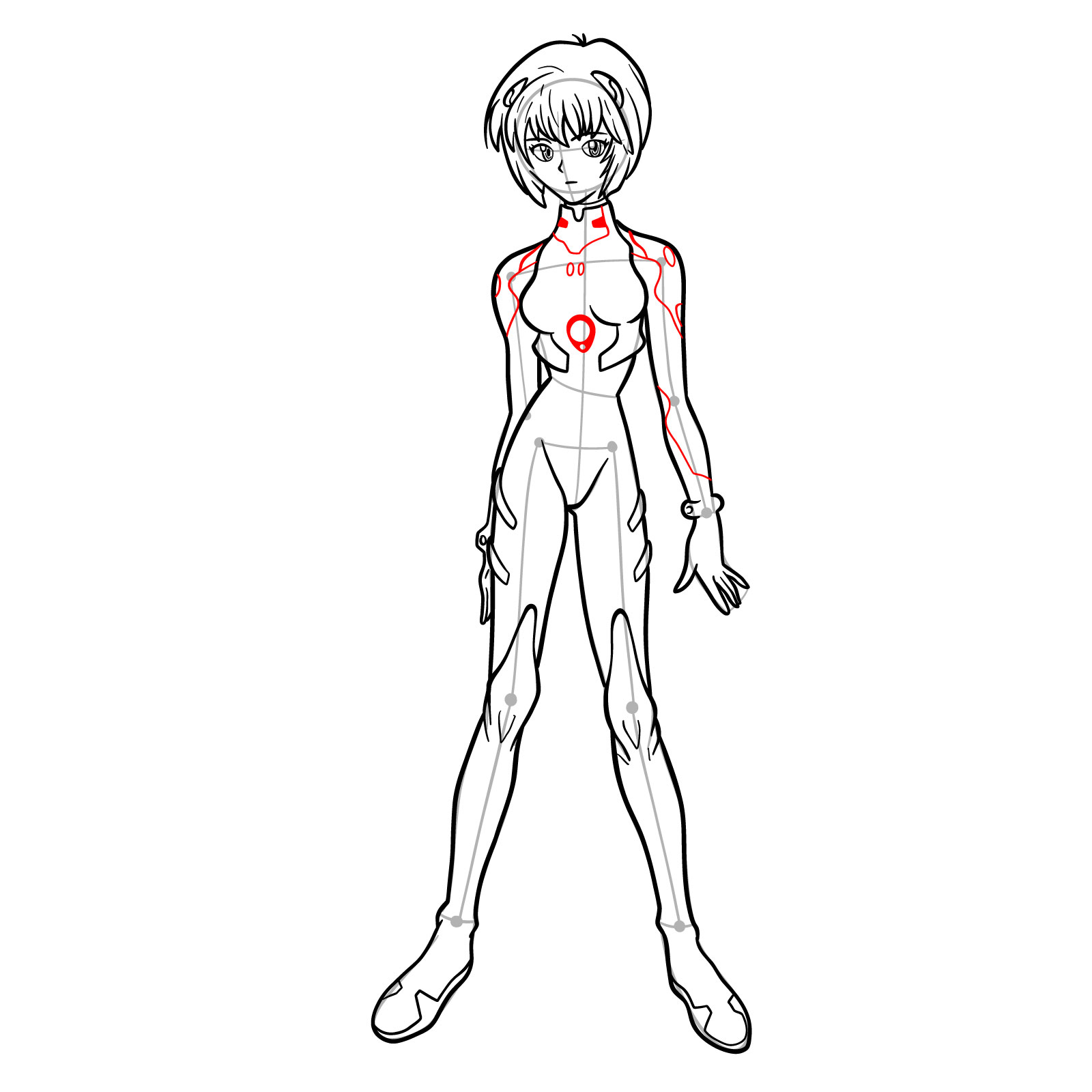How to Draw Rei Ayanami in plugsuit (Rebuild) - step 27