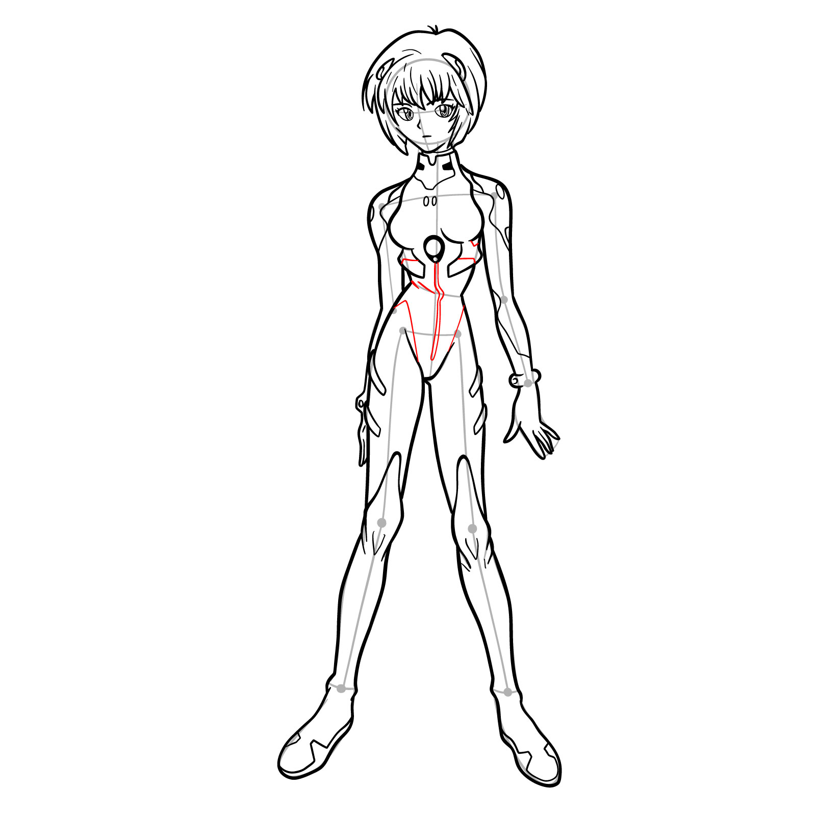 How to Draw Rei Ayanami in plugsuit (Rebuild) - step 28