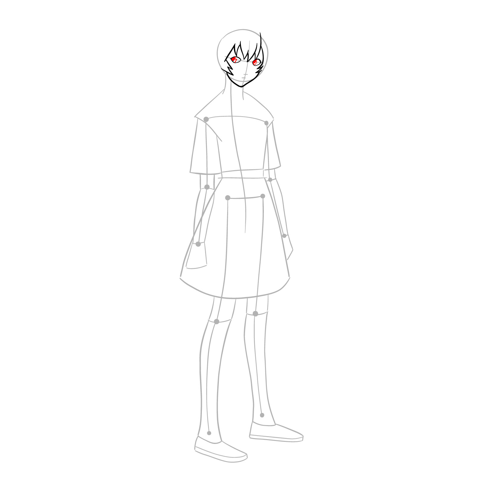 How to draw Rei Ayanami in her school uniform (rebuild) - step 08