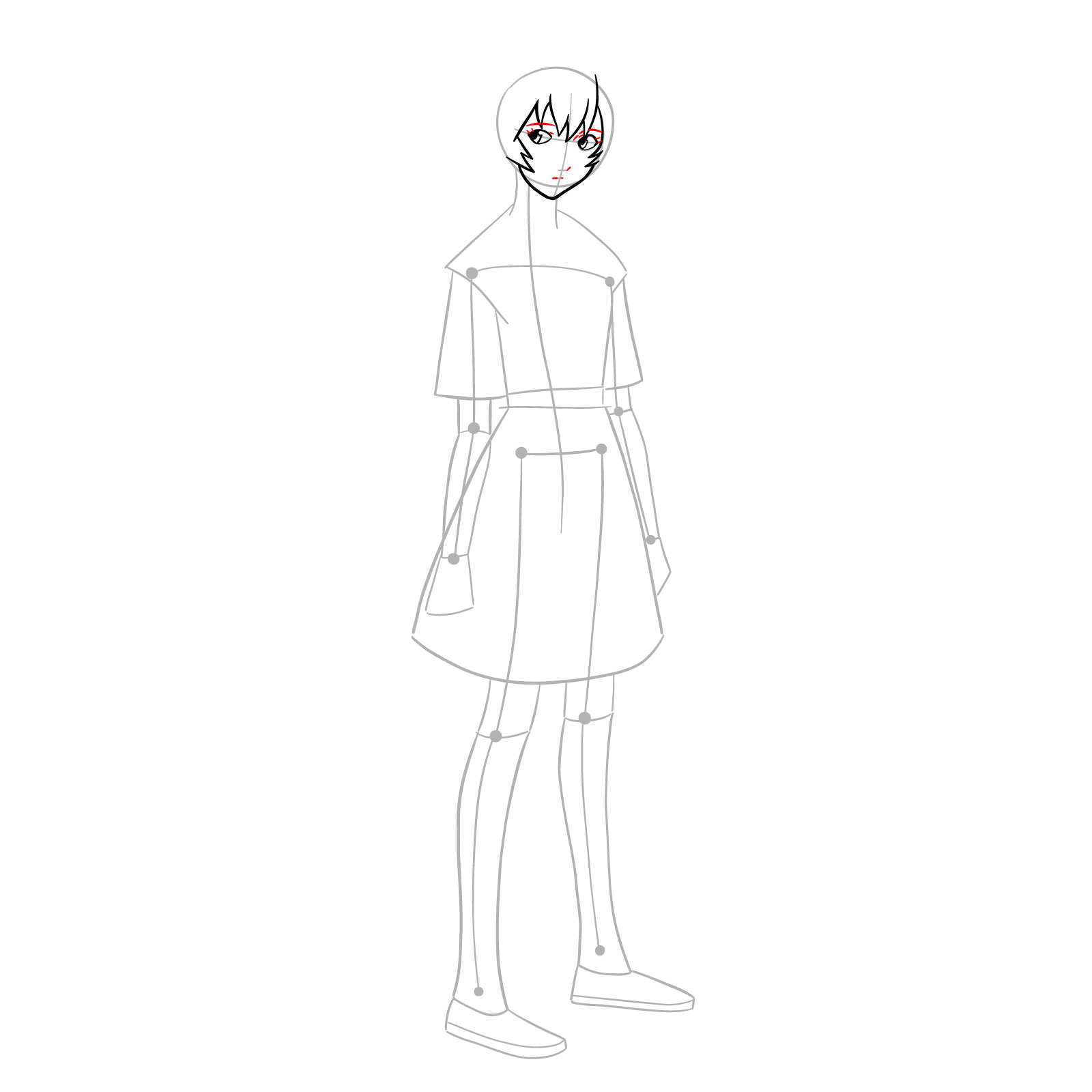 How to draw Rei Ayanami in her school uniform (rebuild) - step 09