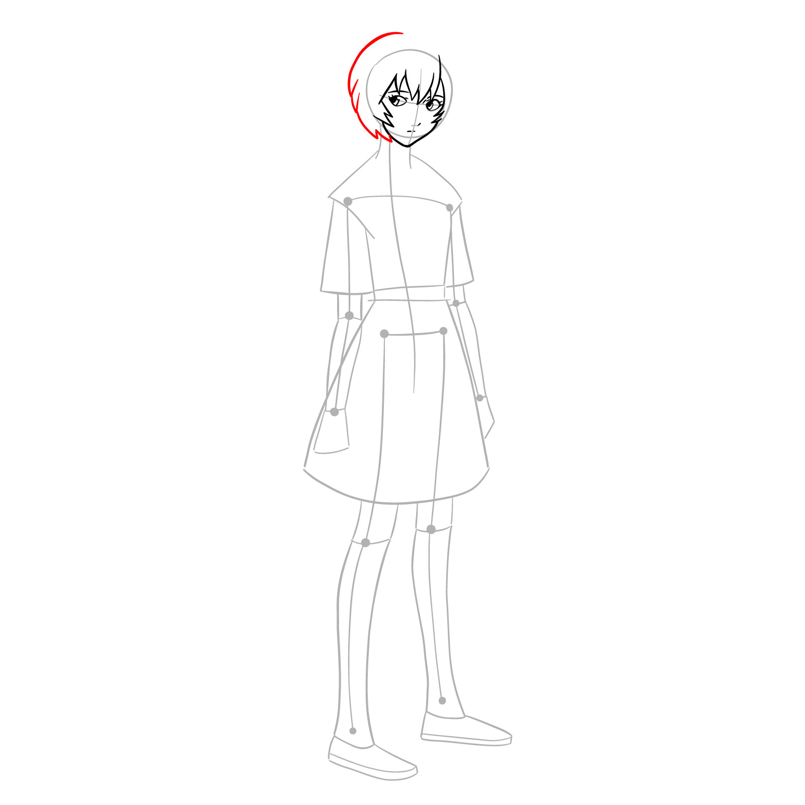 How to draw Rei Ayanami in her school uniform (rebuild) - step 10