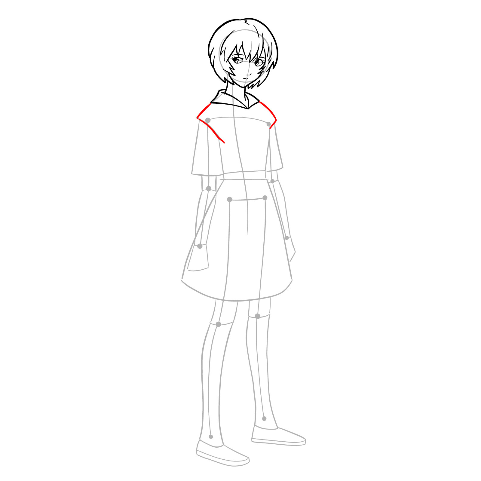 How to draw Rei Ayanami in her school uniform (rebuild) - step 15