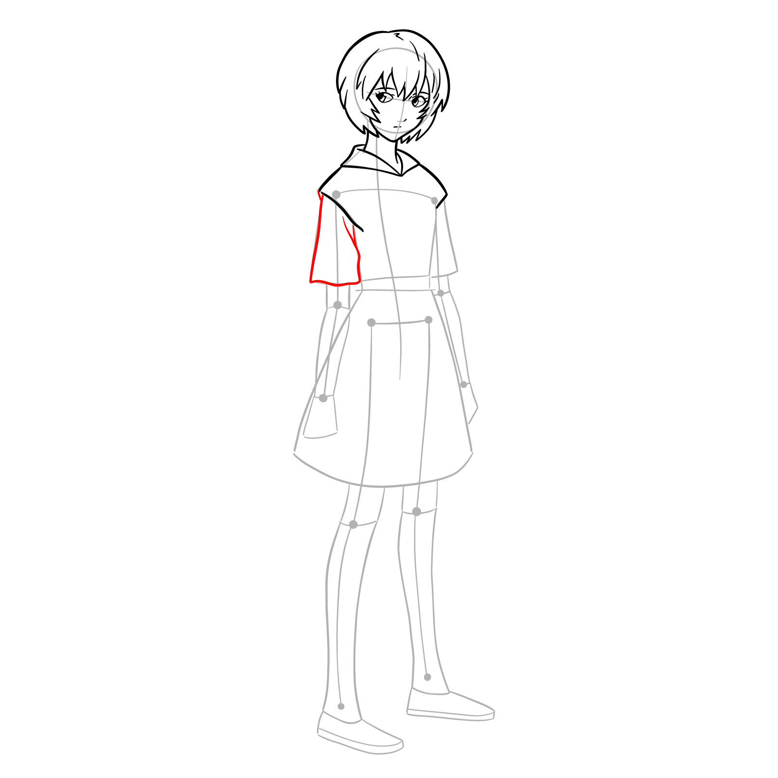 How to draw Rei Ayanami in her school uniform (rebuild) - step 16
