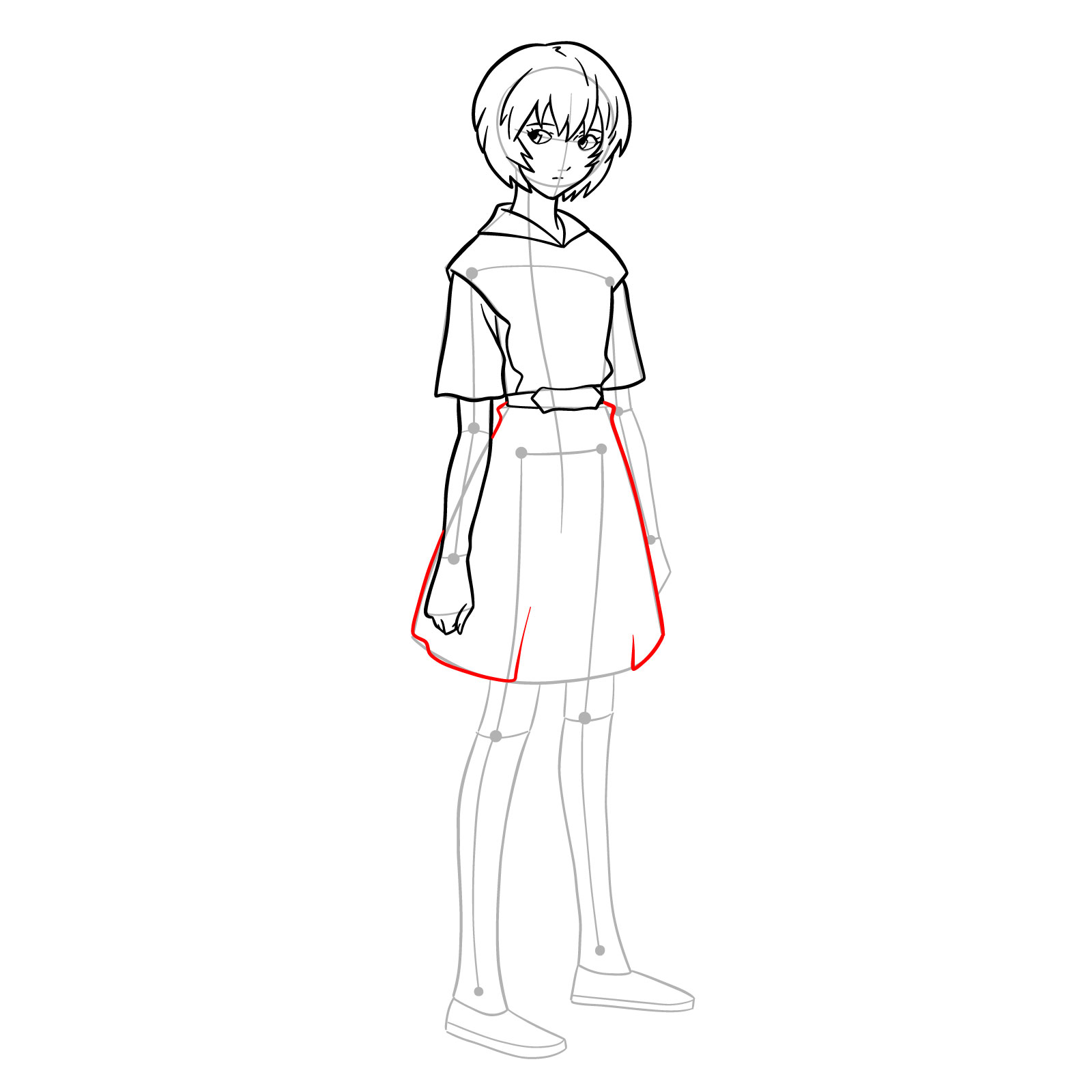 How to draw Rei Ayanami in her school uniform (rebuild) - step 22