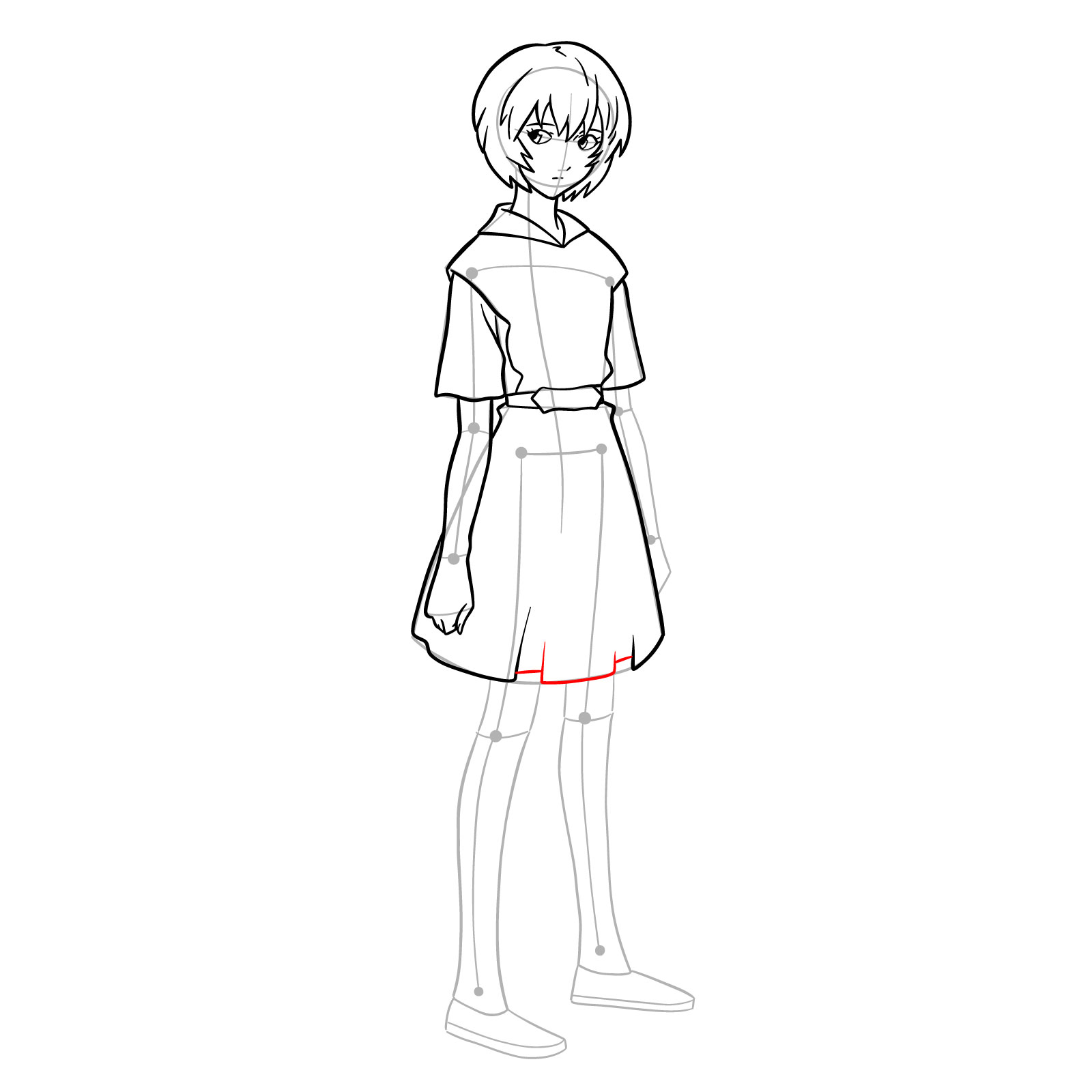 How to draw Rei Ayanami in her school uniform (rebuild) - step 23