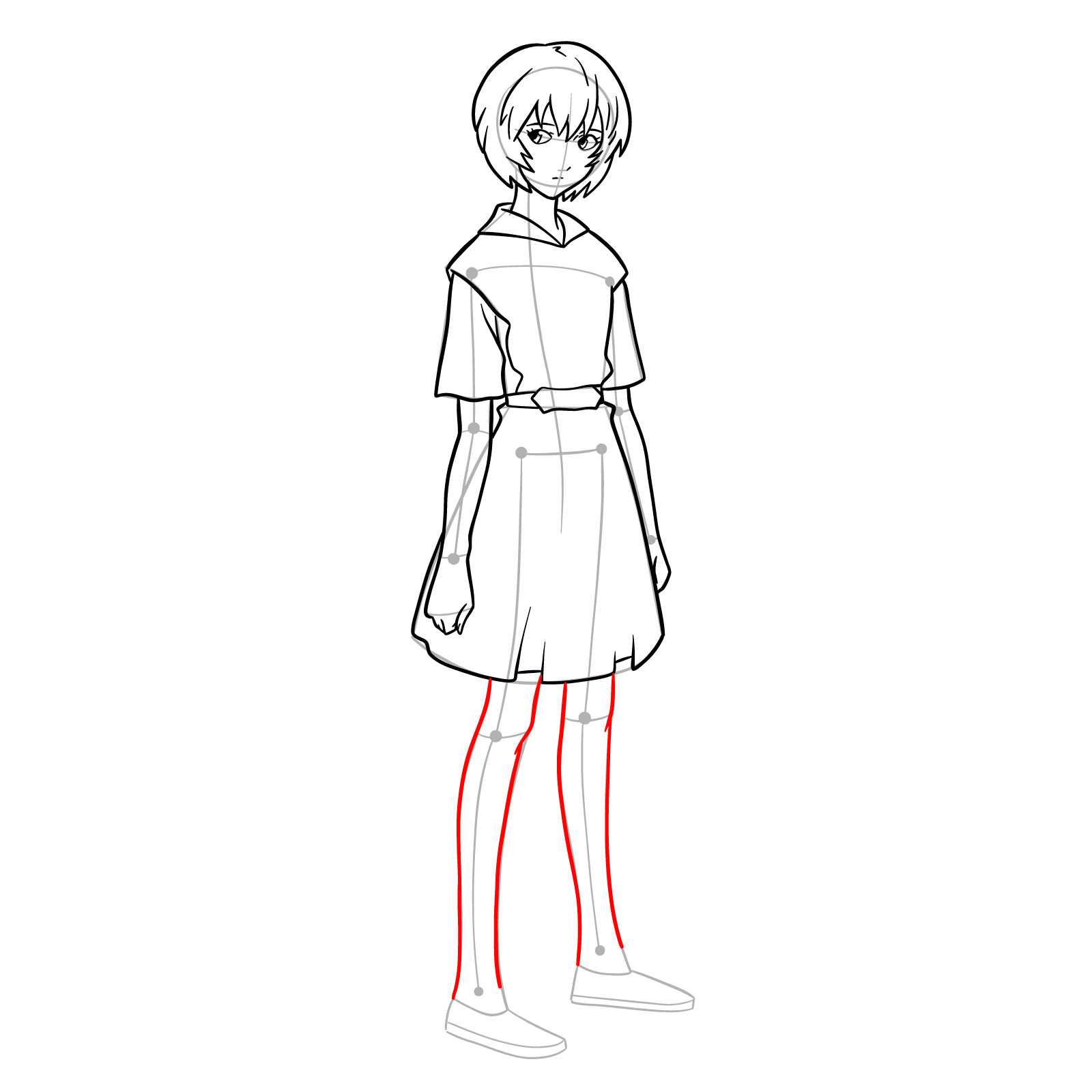 How to draw Rei Ayanami in her school uniform (rebuild) - step 25